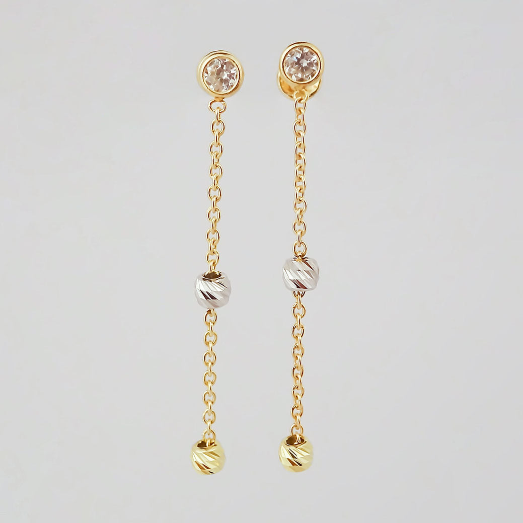 Amor Eterno - Aretes Largos Colgantes Bisel / Oro 10k