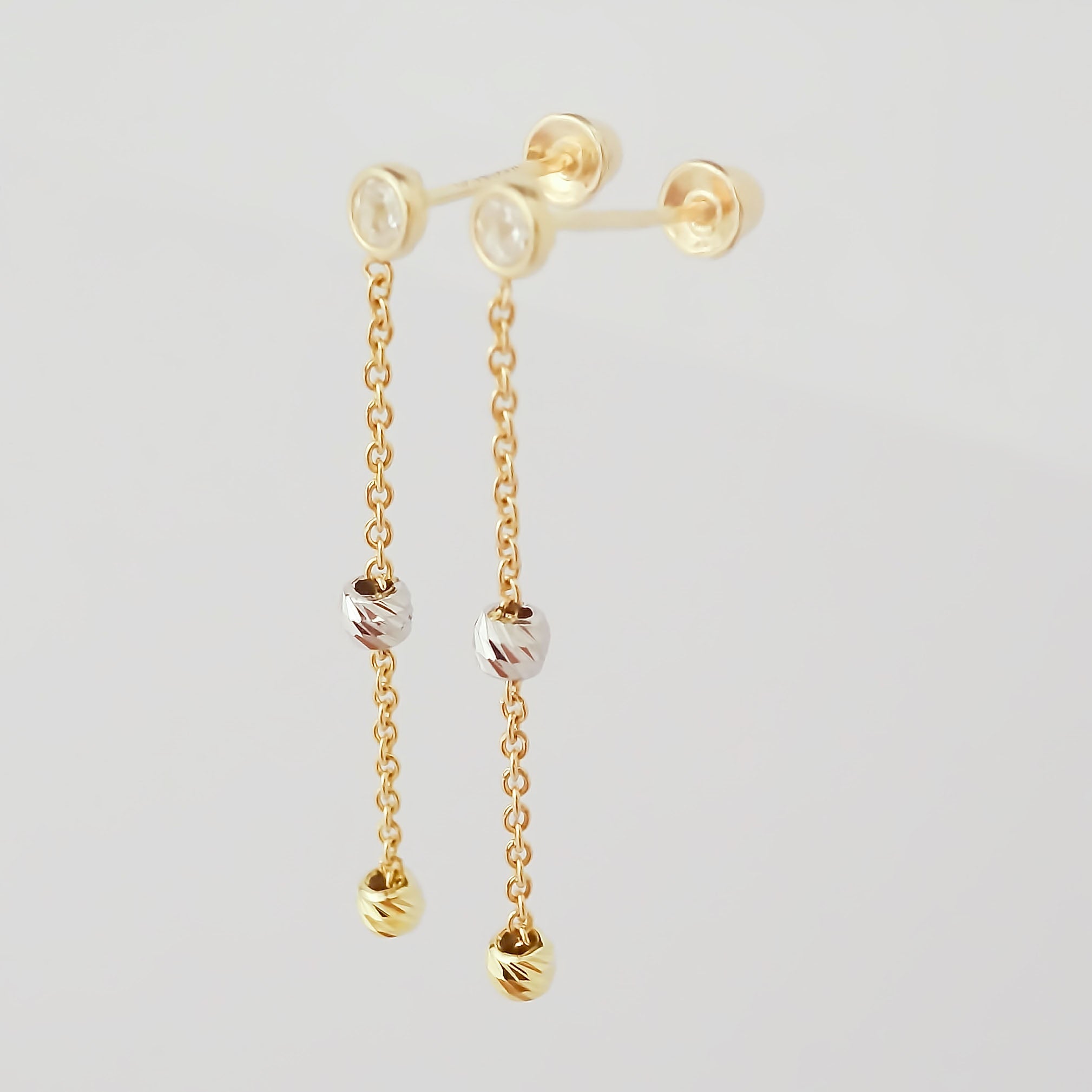 Amor Eterno - Aretes Largos Colgantes Bisel / Oro 10k