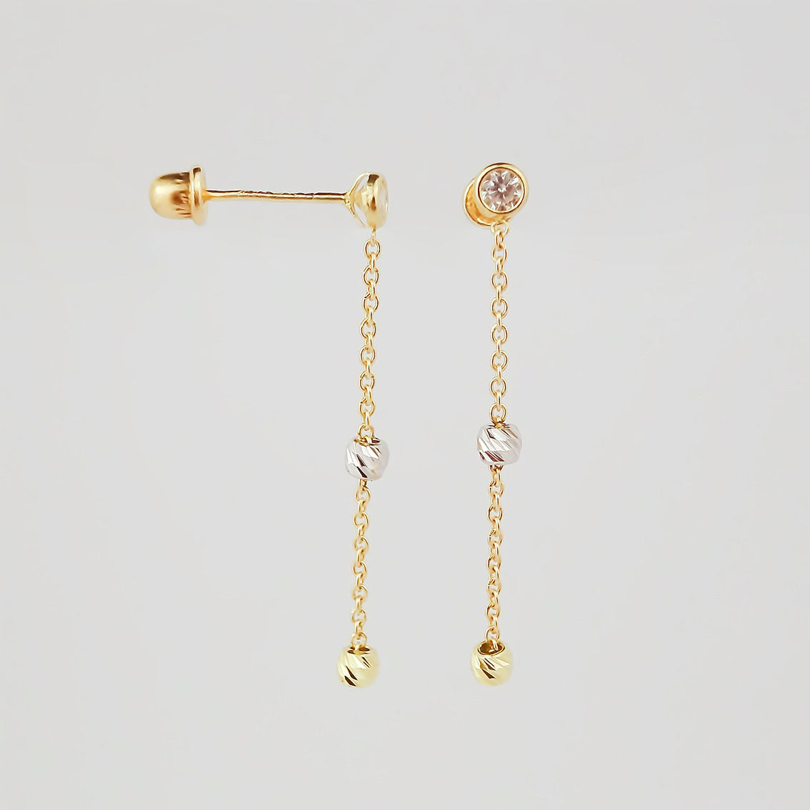 Amor Eterno - Aretes Largos Colgantes Bisel / Oro 10k