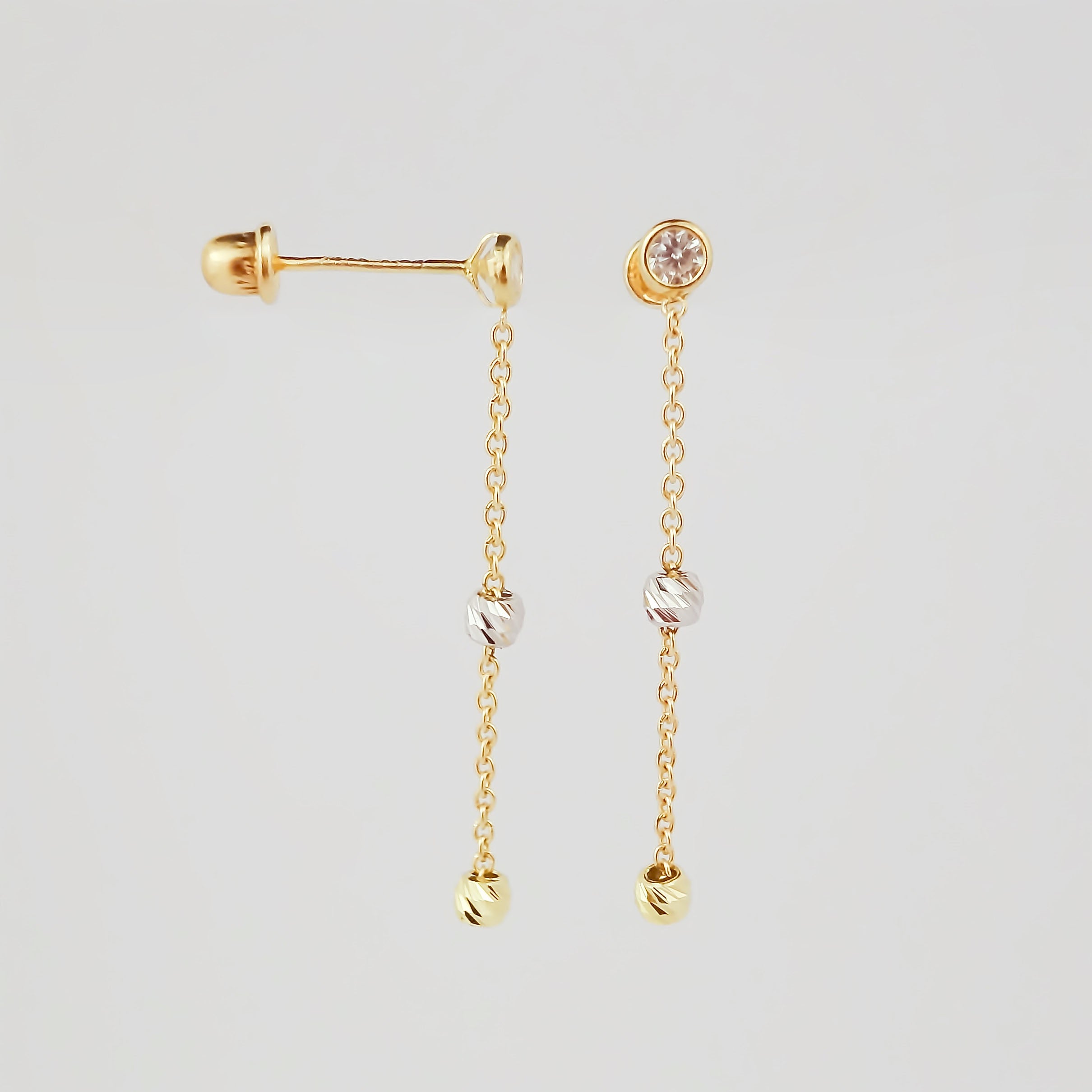 Amor Eterno - Aretes Largos Colgantes Bisel / Oro 10k