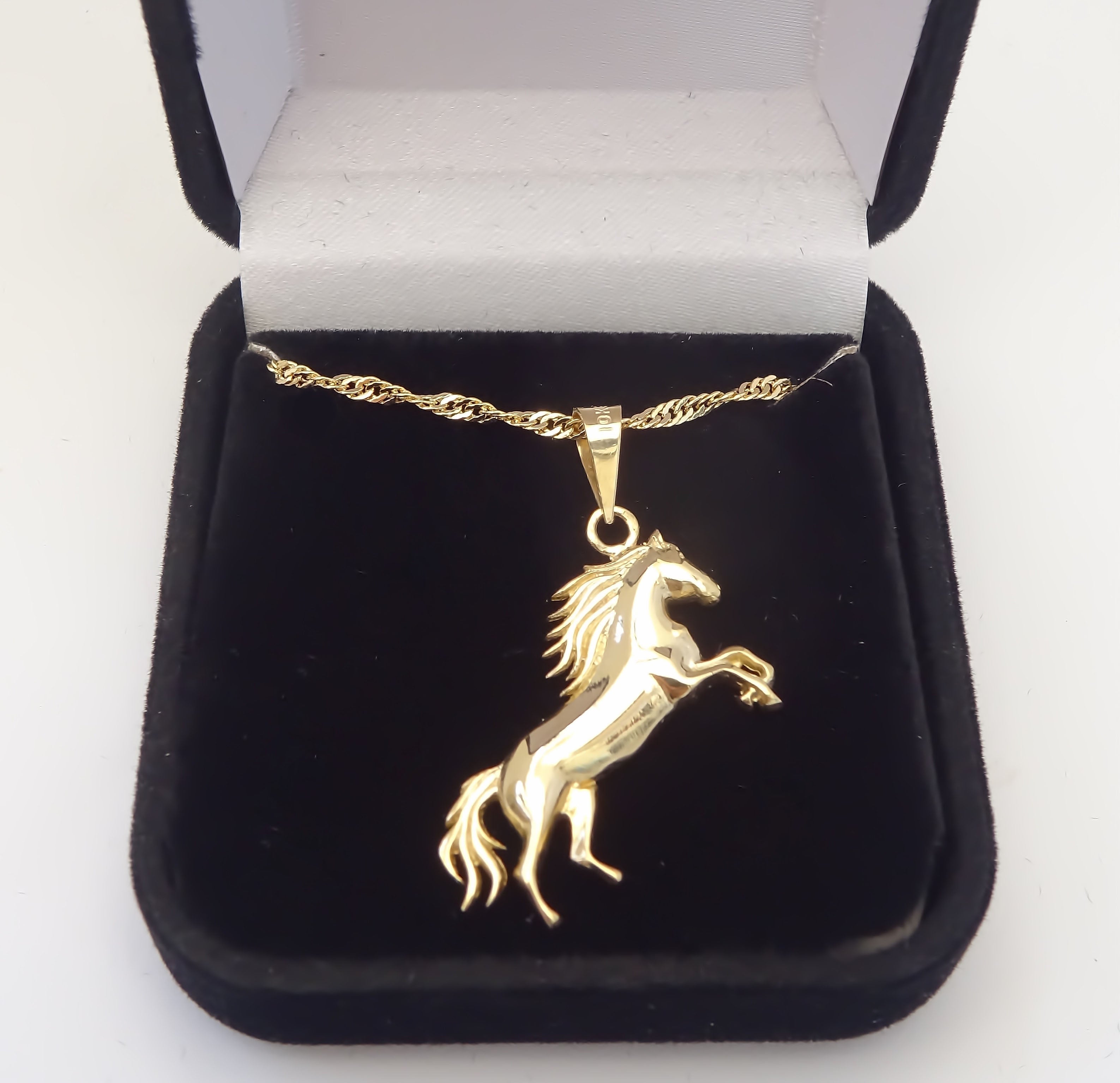 Amor Eterno - Dije Caballo Elegante / Oro Sólido 10k