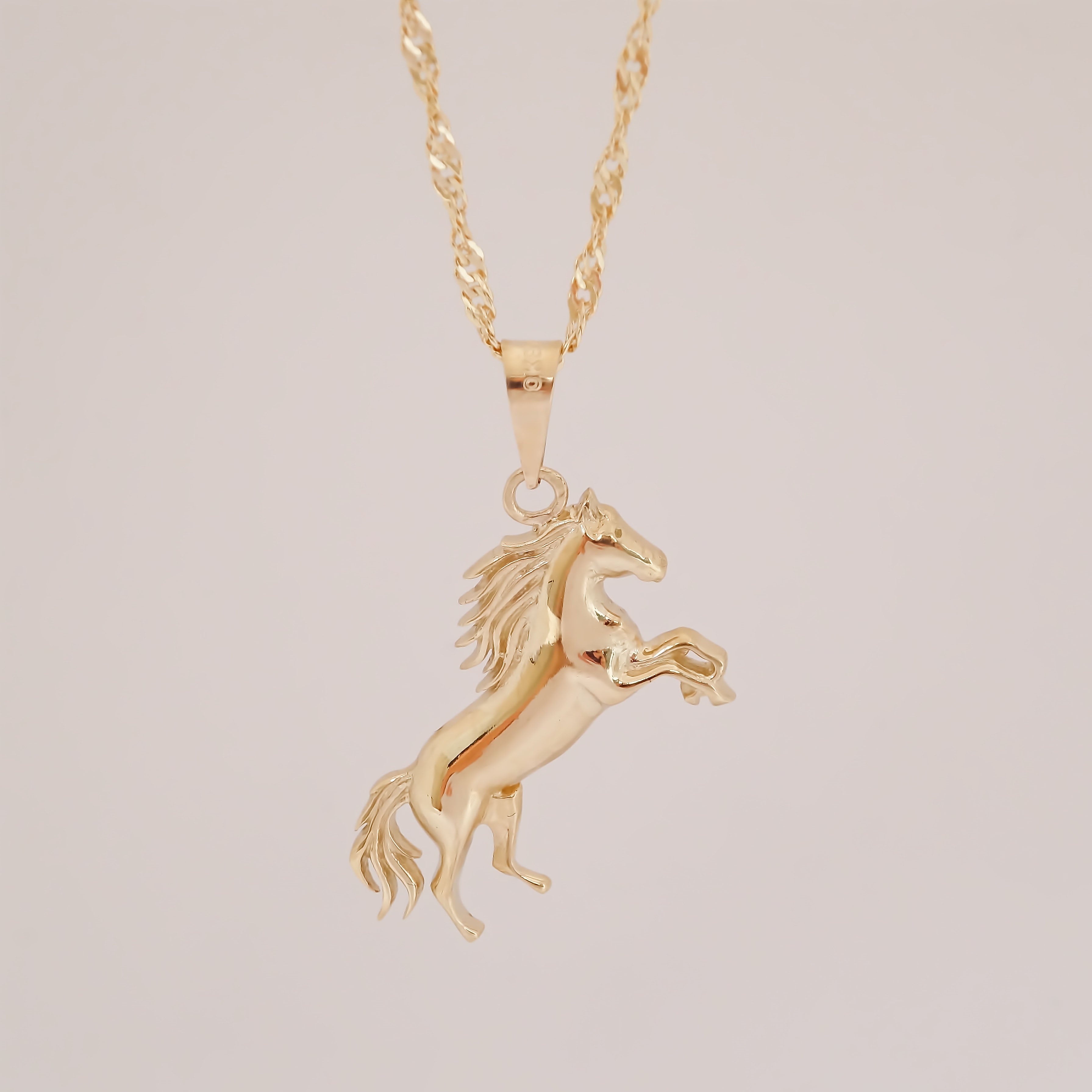 Amor Eterno - Dije Caballo Elegante / Oro Sólido 10k