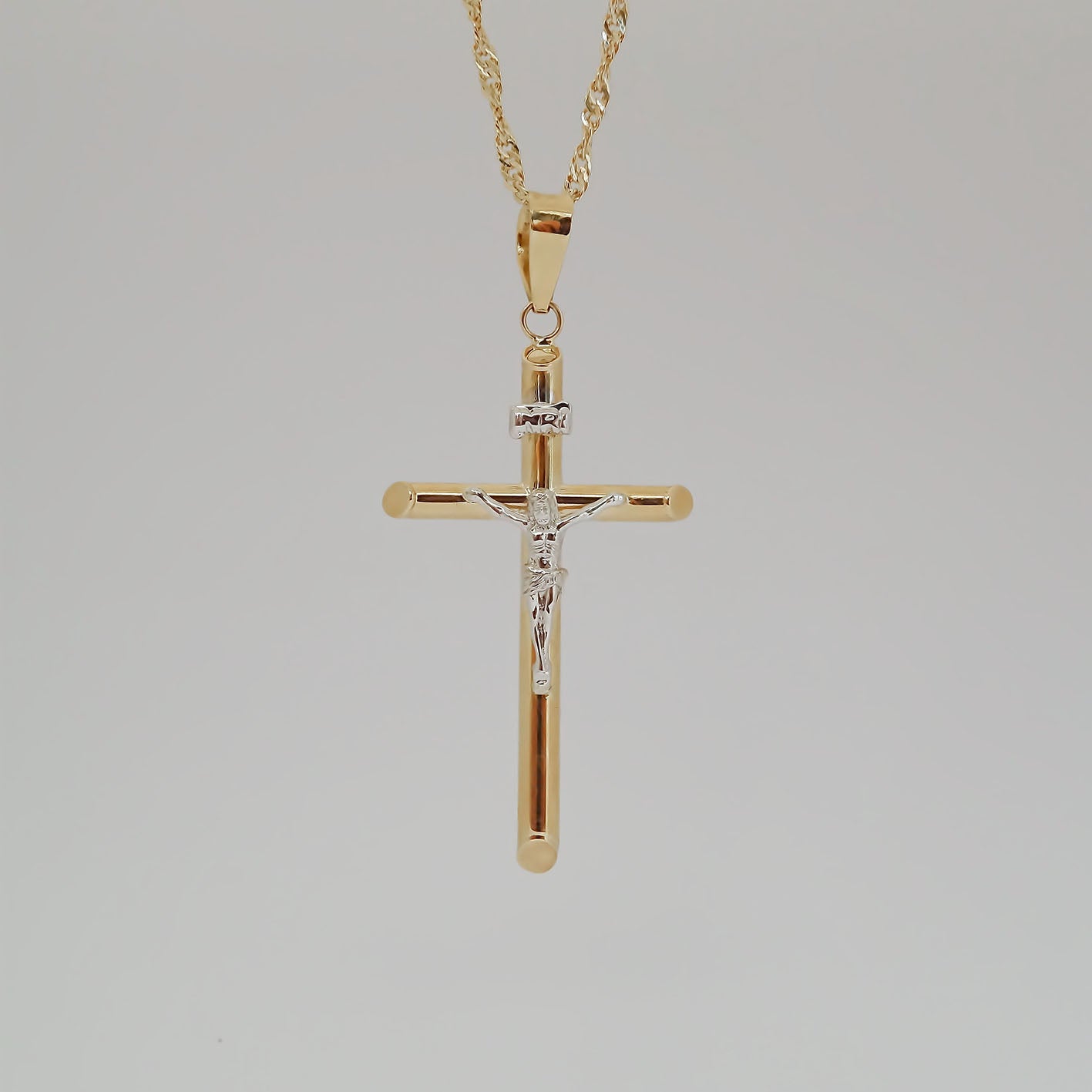 Amor Eterno - Dije Cruz Crucifijo Grande / Oro 10k + Cadena