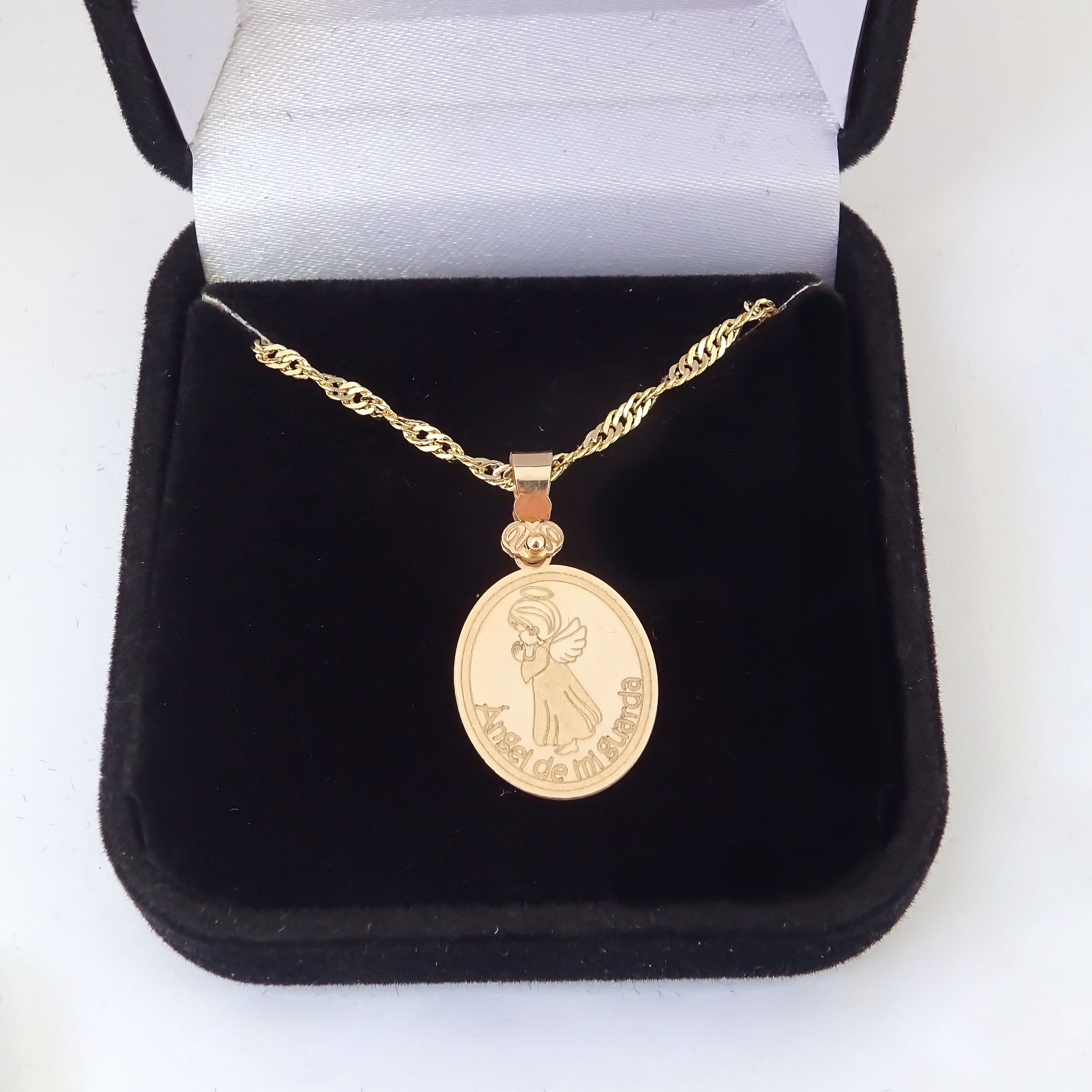 Amor Eterno - Ángel De La Guarda Medalla / Oro Sólido 10k
