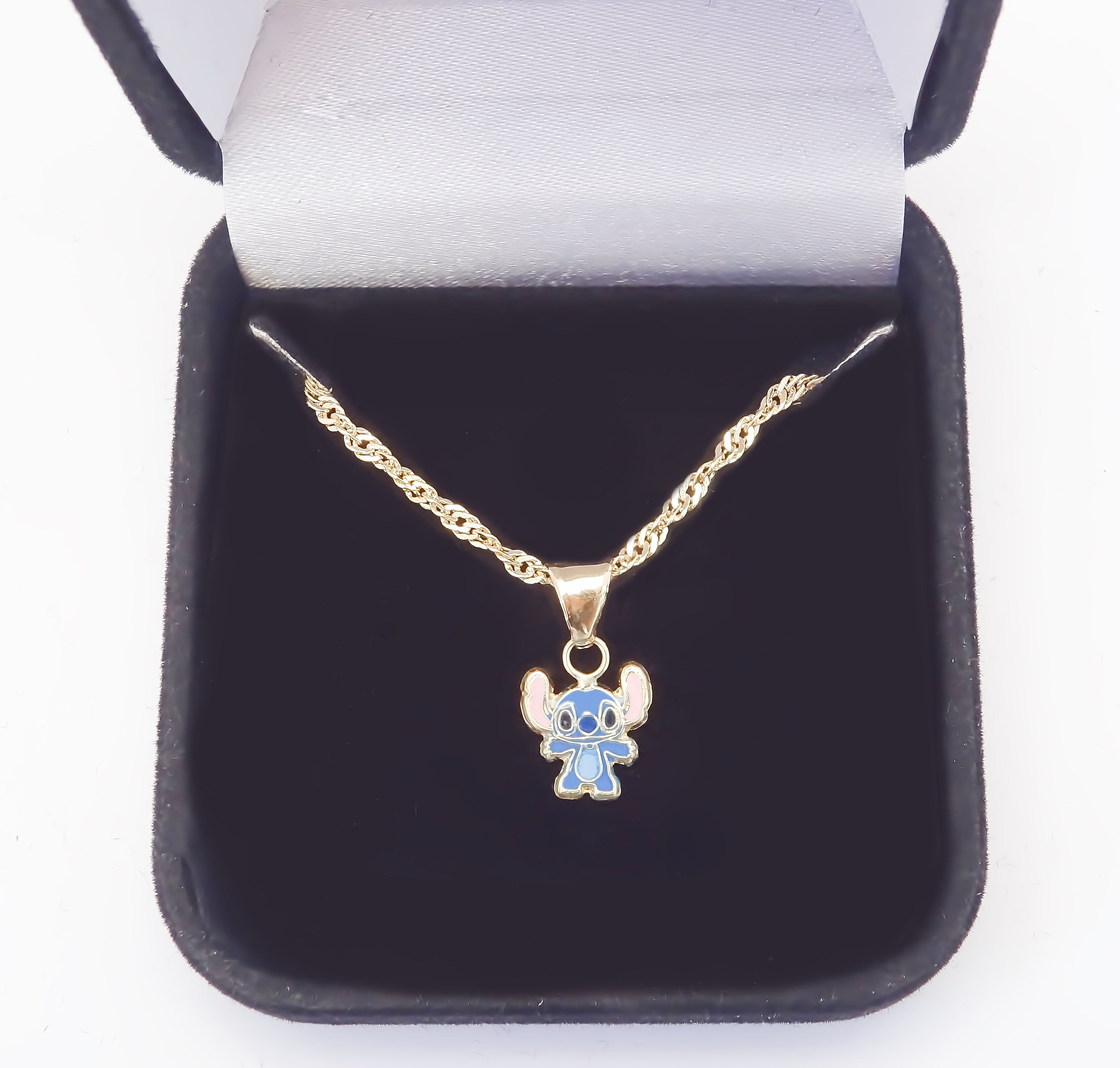 Amor Eterno - Dije Stich / Oro Sólido 10k + Cadena De Regalo