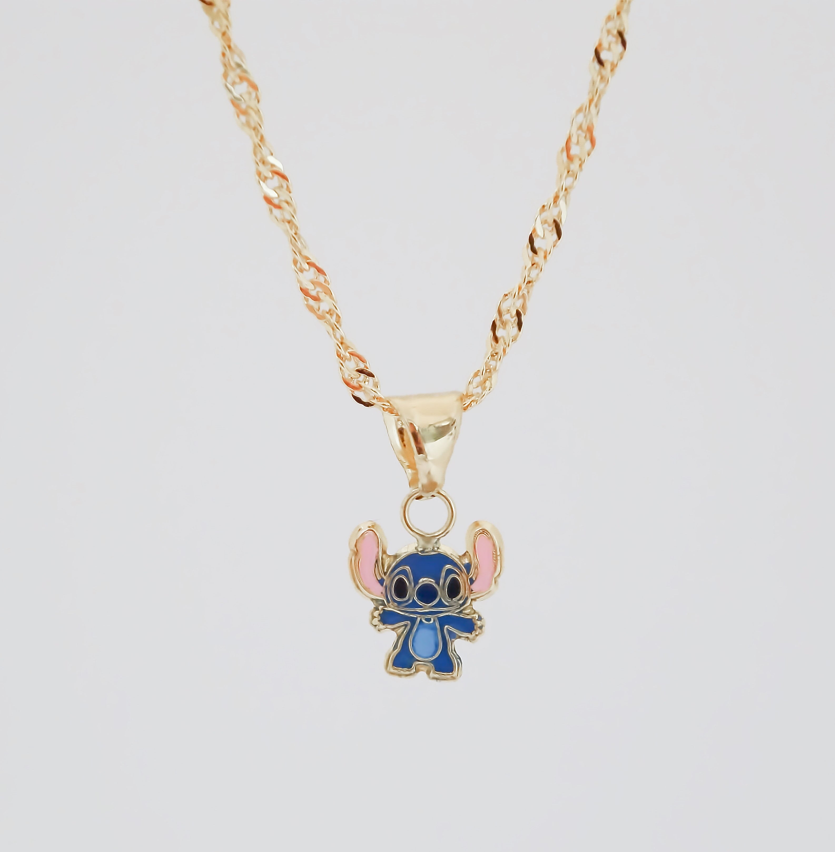 Amor Eterno - Dije Stich / Oro Sólido 10k + Cadena De Regalo