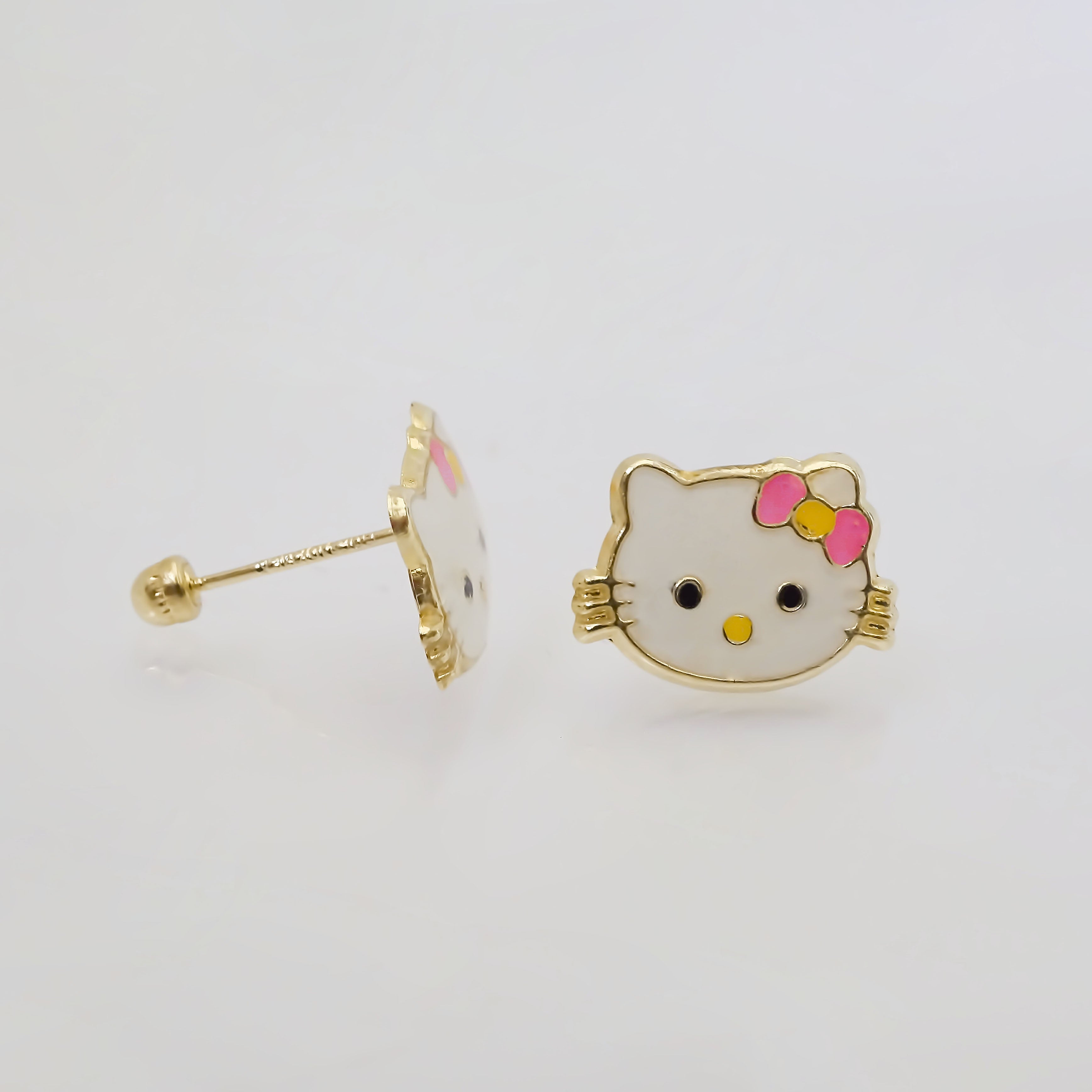 Amor Eterno - Broqueles Aretes / Kitty Carita / Oro 10k