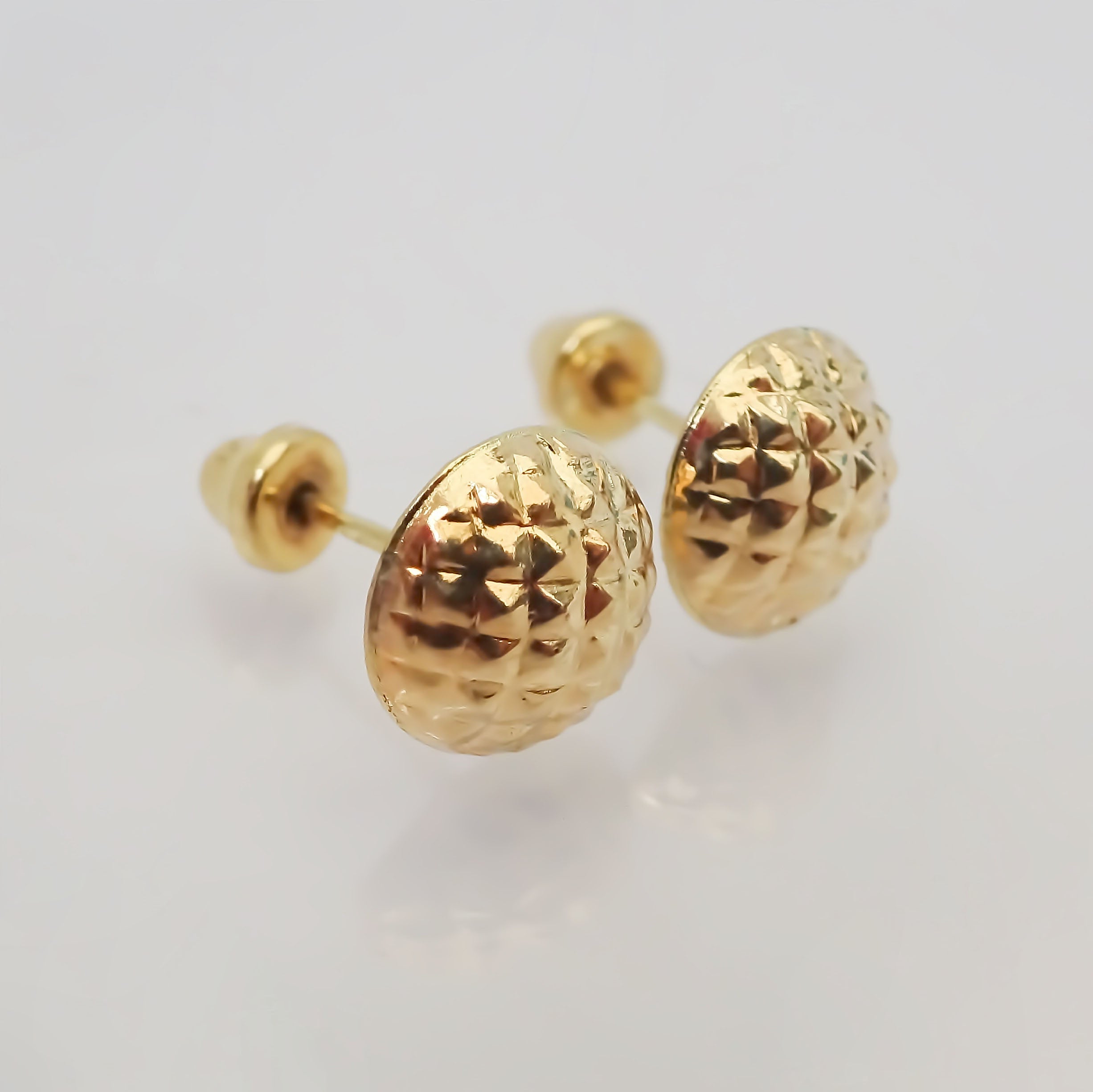 Amor Eterno - Broqueles Media Esfera / Aretes Oro 10k
