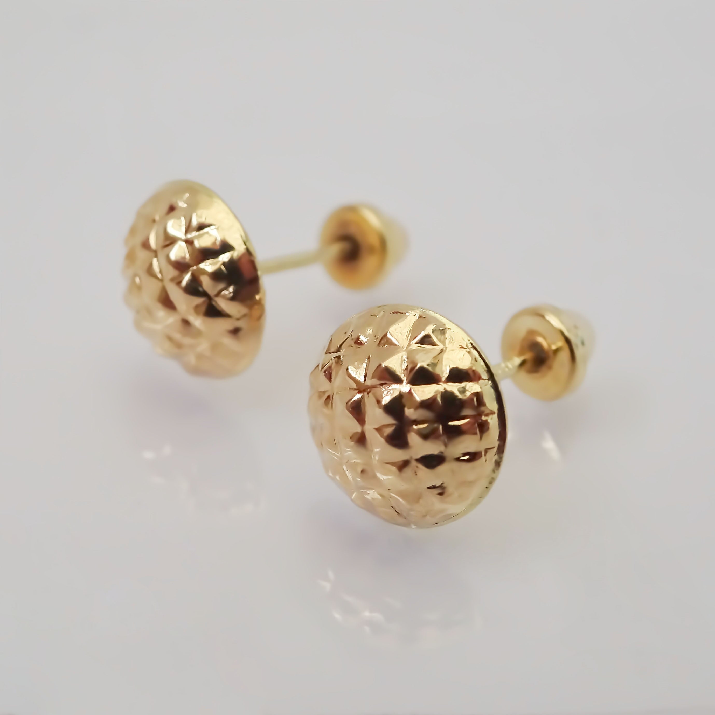 Amor Eterno - Broqueles Media Esfera / Aretes Oro 10k