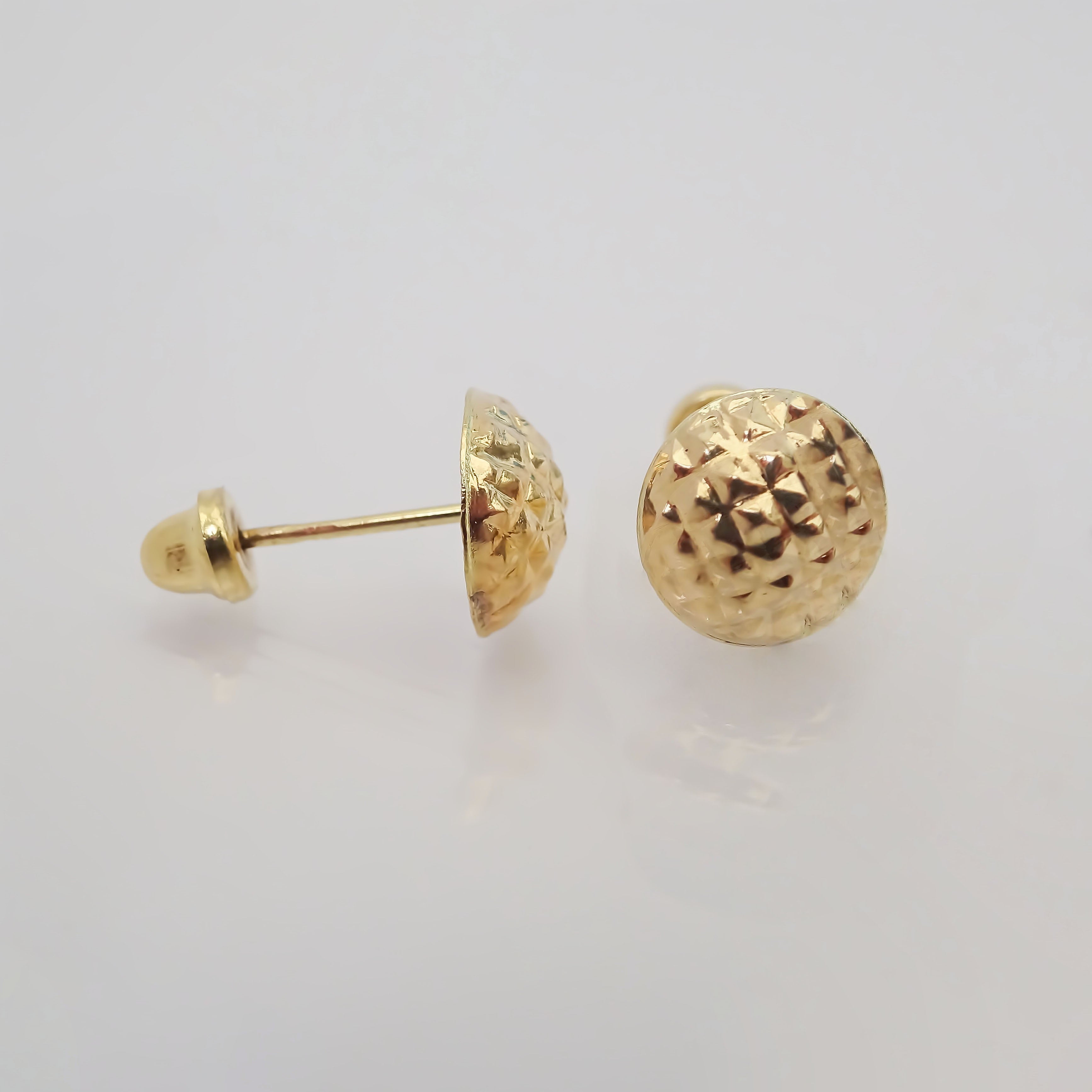 Amor Eterno - Broqueles Media Esfera / Aretes Oro 10k