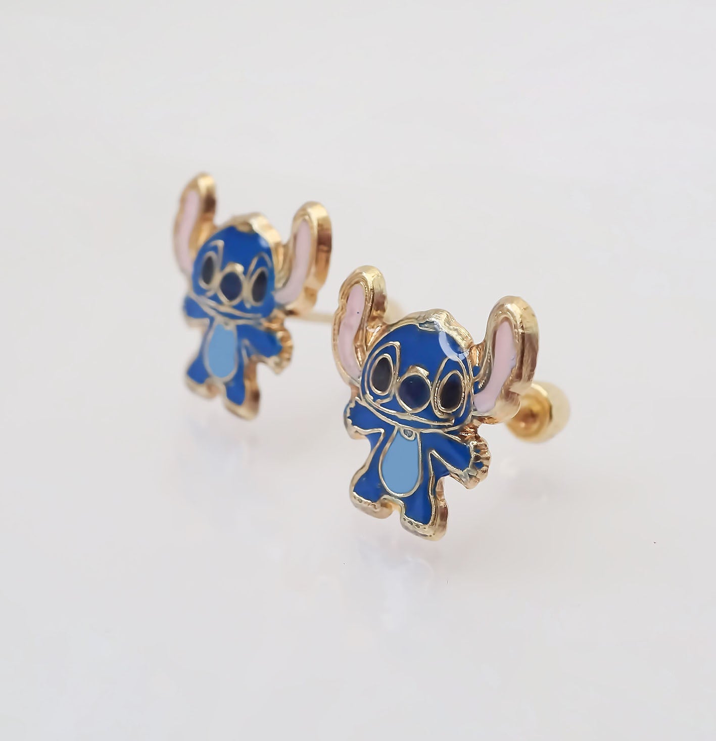 Amor Eterno - Broqueles Stich / Aretes Oro 10k