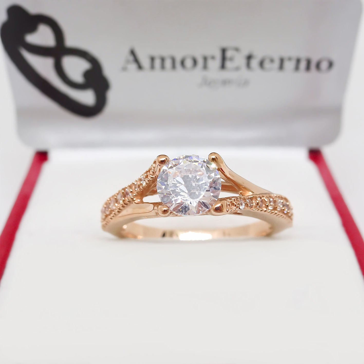Amor Eterno - Anillo Victoria / Oro 10k Sólido / Rosa