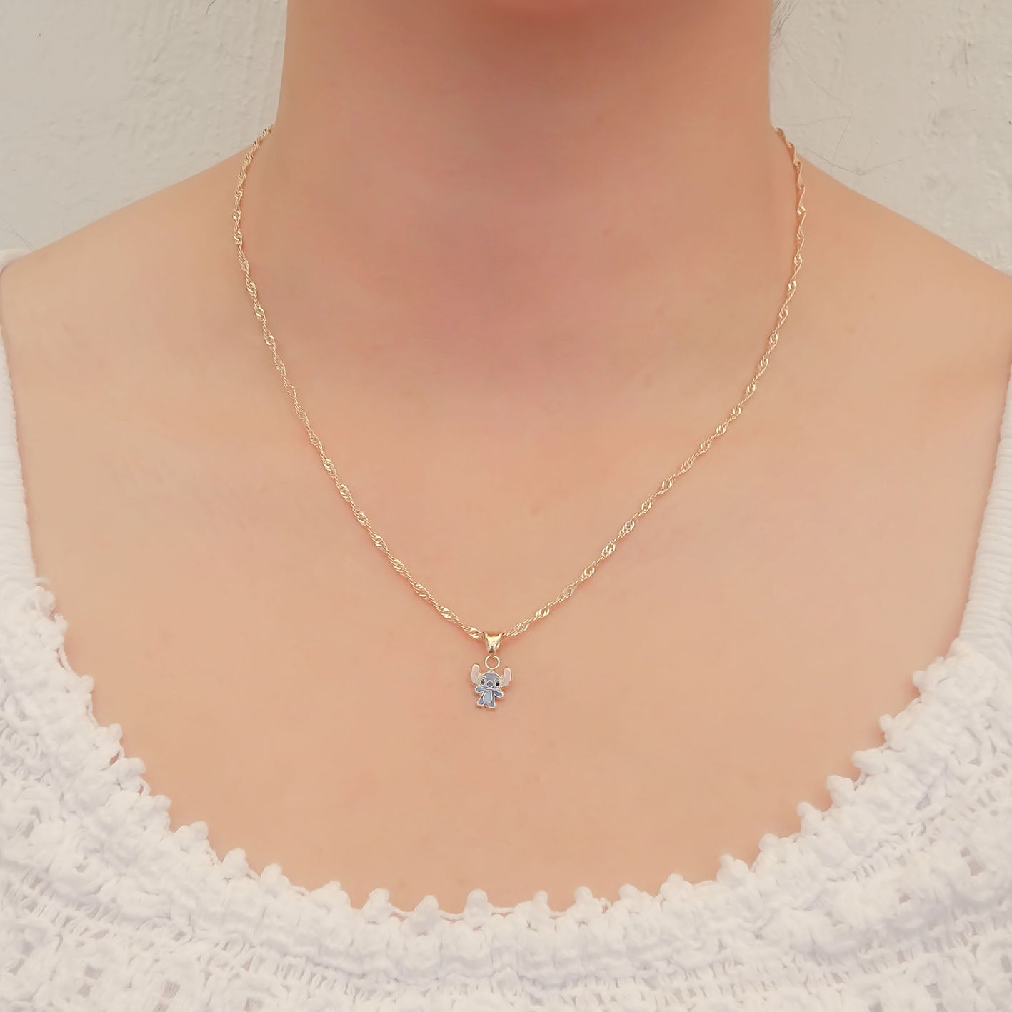 Amor Eterno - Dije Stich / Oro Sólido 10k + Cadena De Regalo