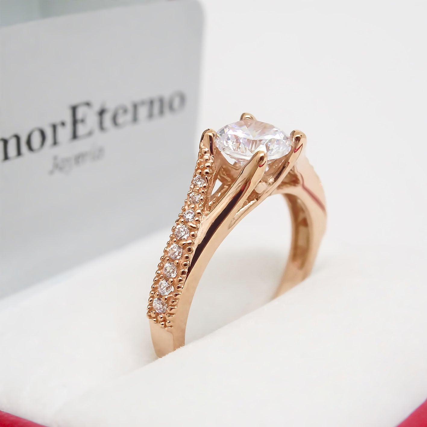 Amor Eterno - Anillo Victoria / Oro 10k Sólido / Rosa