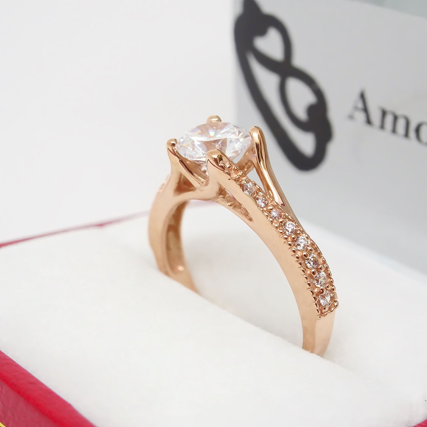 Amor Eterno - Anillo Victoria / Oro 14k Sólido / Rosa