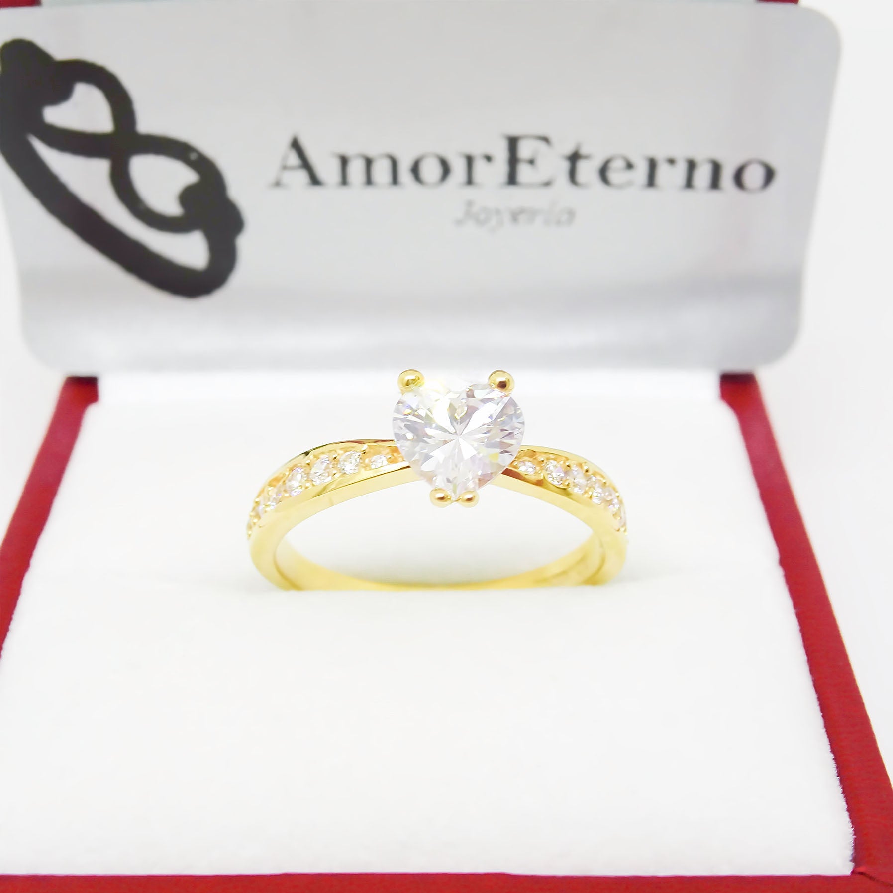 Amor Eterno - Anillo Corazón Amber / Oro 10k