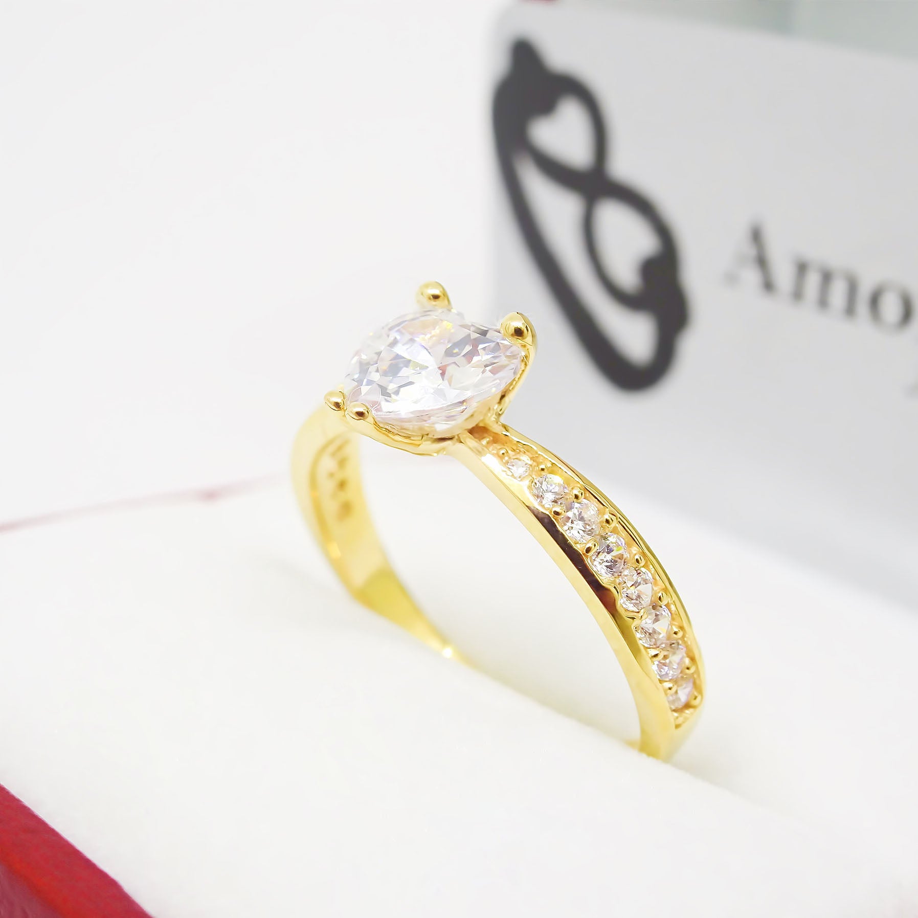Amor Eterno - Anillo Corazón Amber / Oro 10k