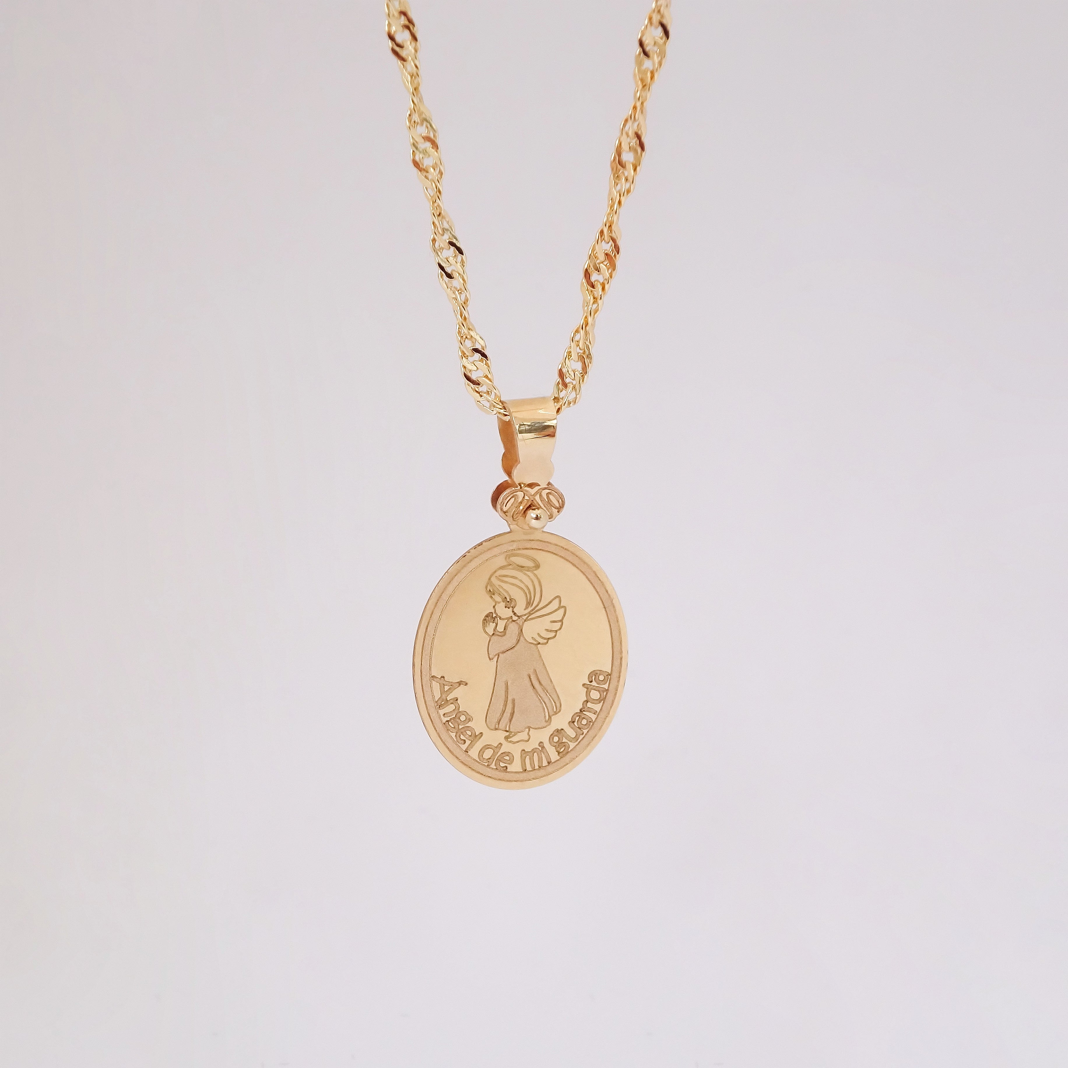 Amor Eterno - Ángel De La Guarda Medalla / Oro Sólido 10k