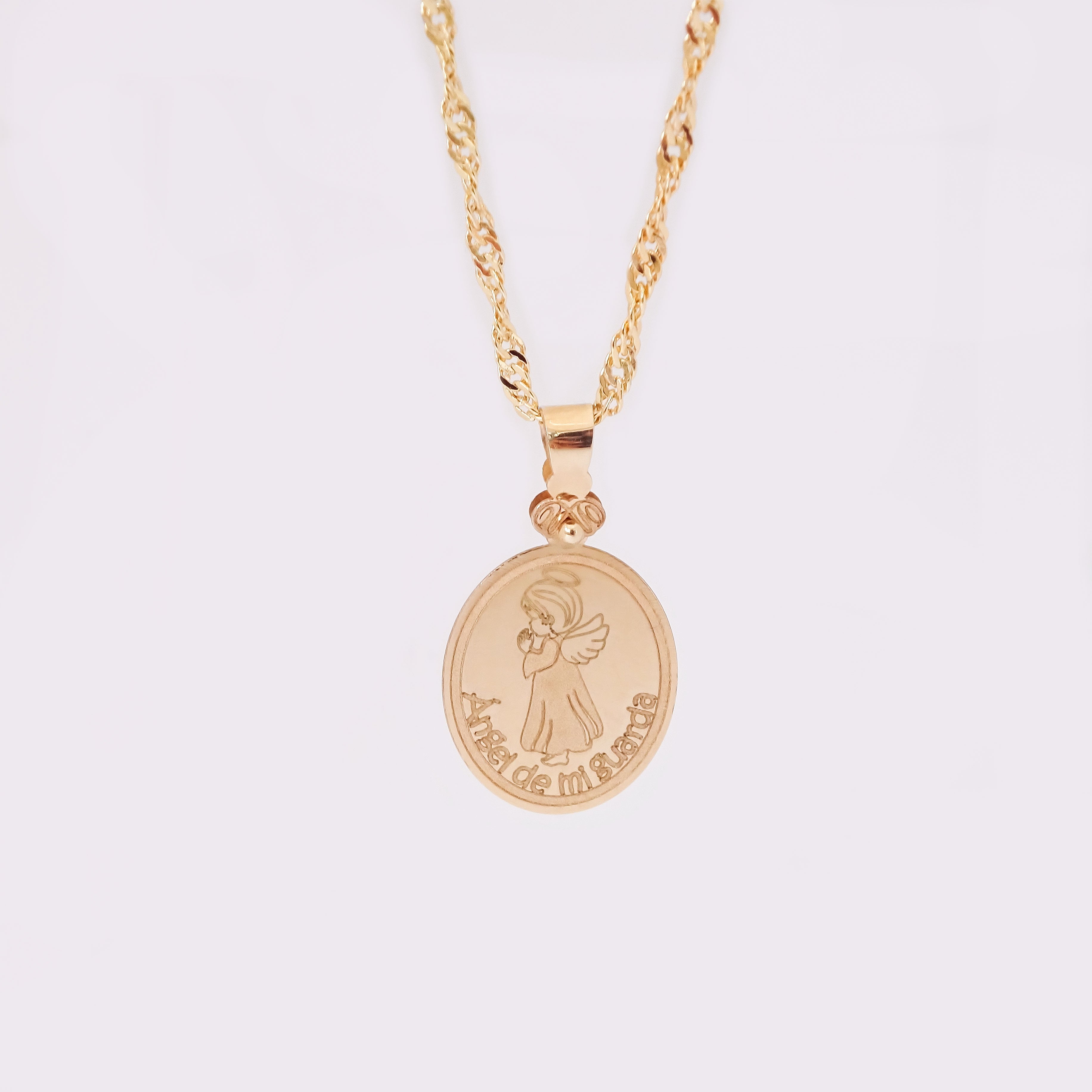 Amor Eterno - Ángel De La Guarda Medalla / Oro Sólido 10k