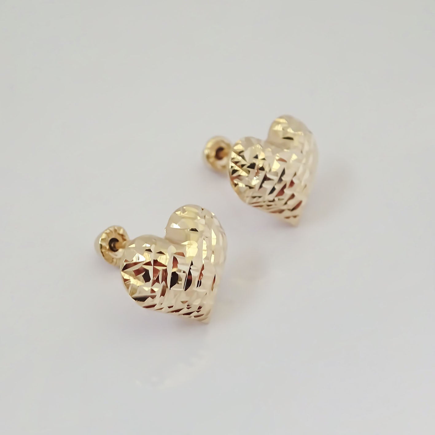 Amor Eterno - Broqueles Corazón Grande Diamantado / Oro 10k