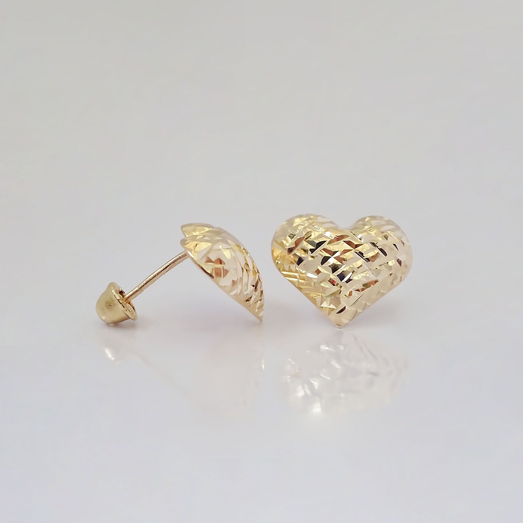 Amor Eterno - Broqueles Corazón Grande Diamantado / Oro 10k