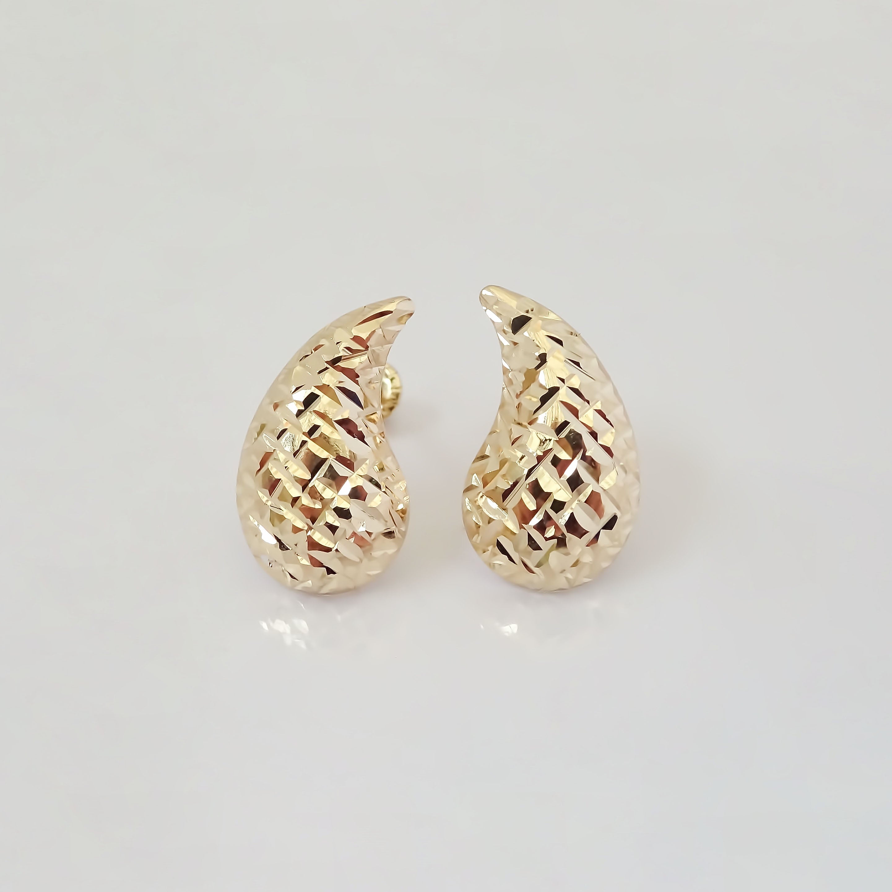 Amor Eterno - Broqueles Gota Grande Diamantada / Oro 10k