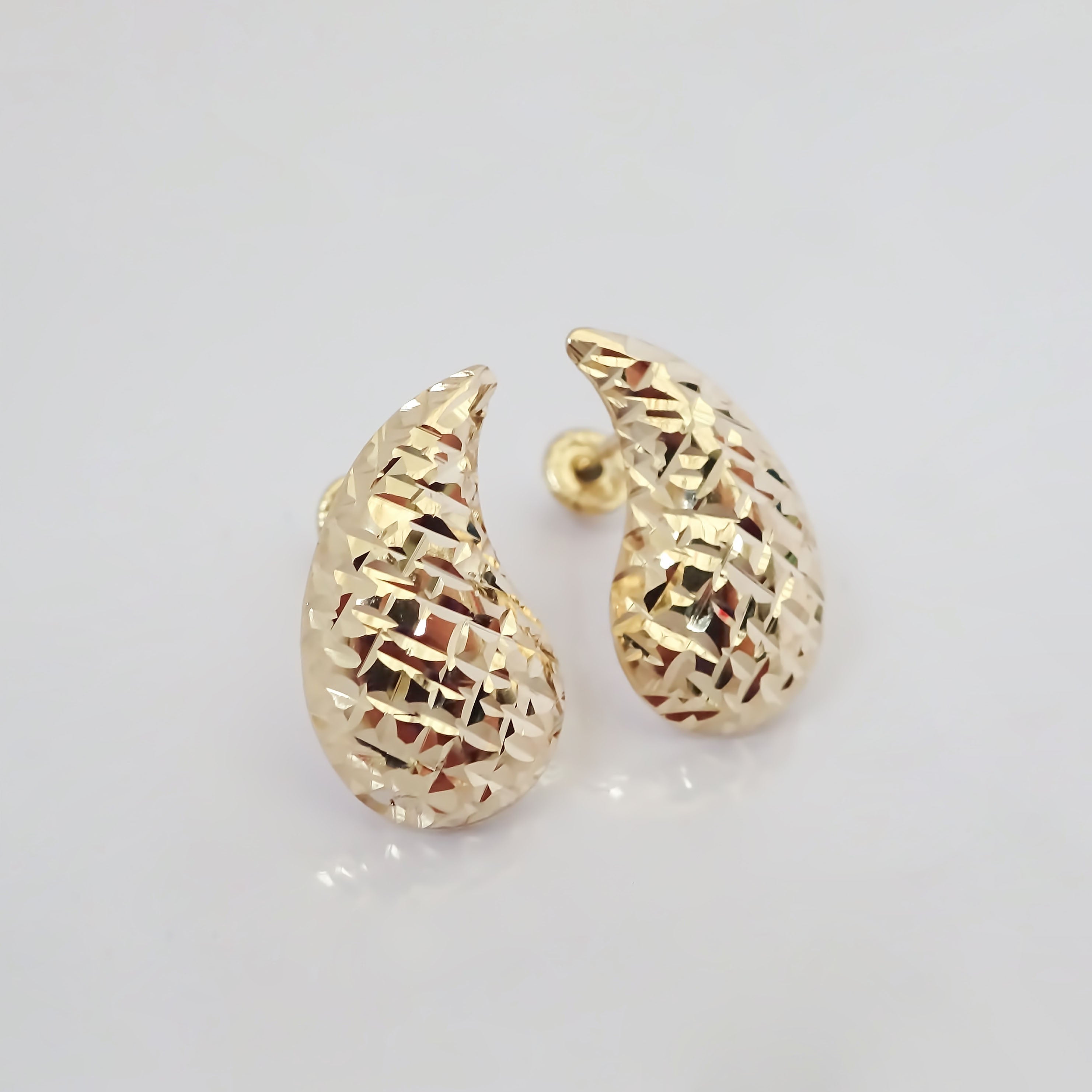 Amor Eterno - Broqueles Gota Grande Diamantada / Oro 10k
