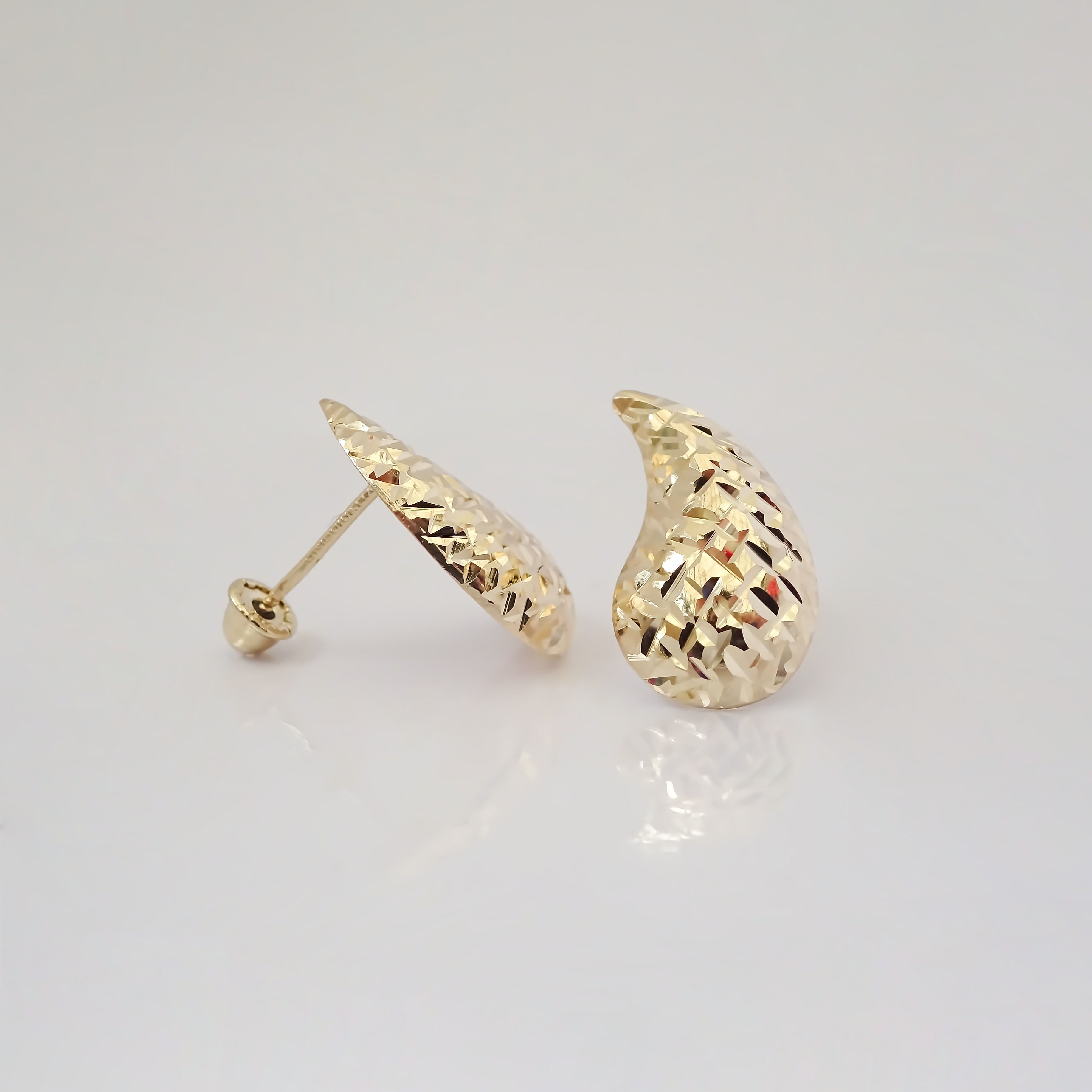 Amor Eterno - Broqueles Gota Grande Diamantada / Oro 10k
