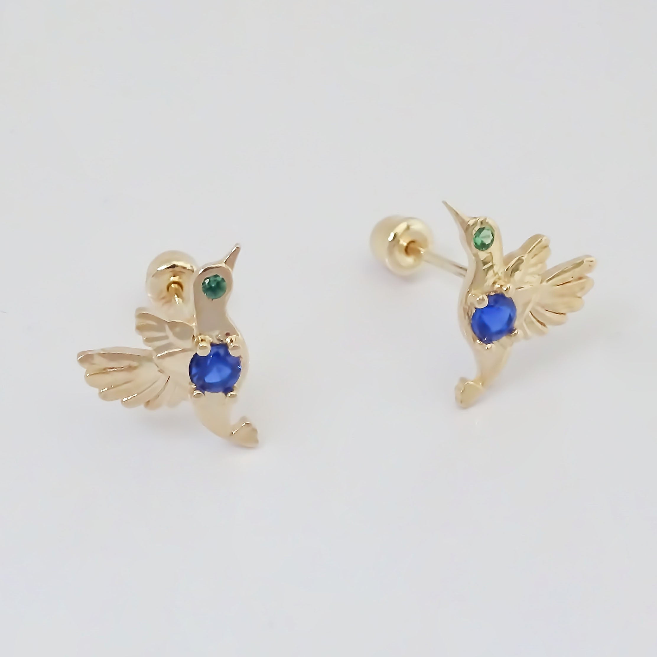 Amor Eterno - Broqueles Colibrí Talismán Aretes / Oro 10k