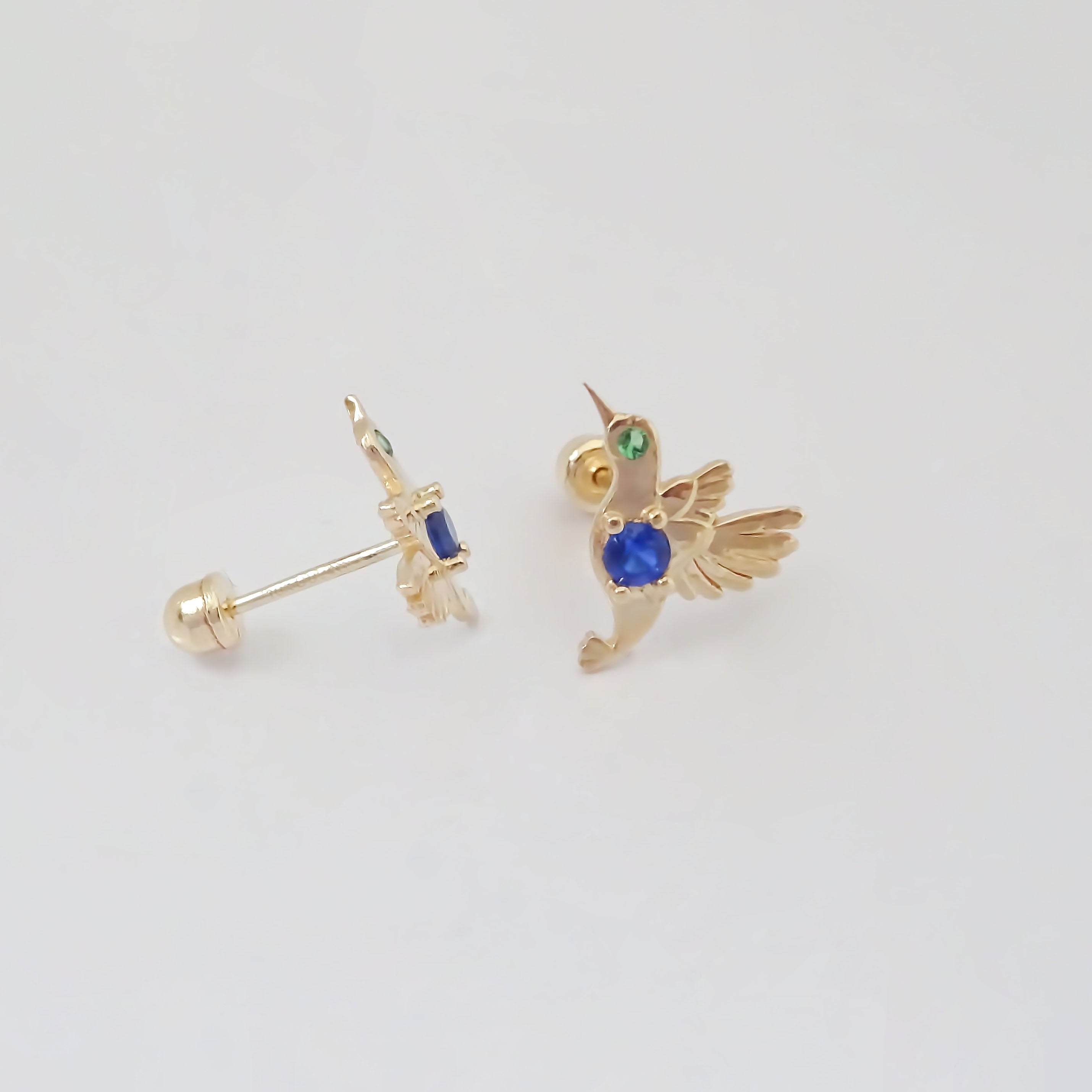 Amor Eterno - Broqueles Colibrí Talismán Aretes / Oro 10k