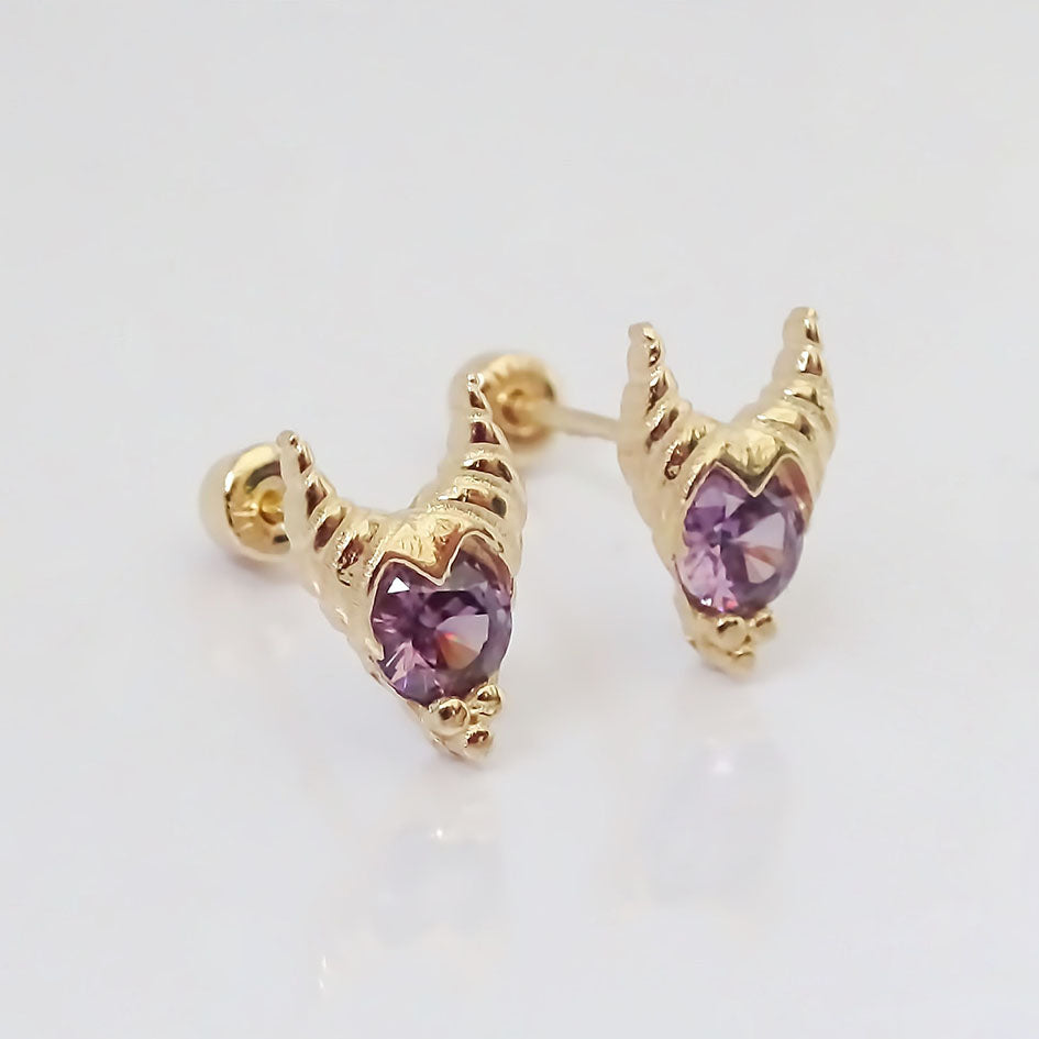 Amor Eterno - Broqueles Maléfica Disney Aretes / Oro 10k
