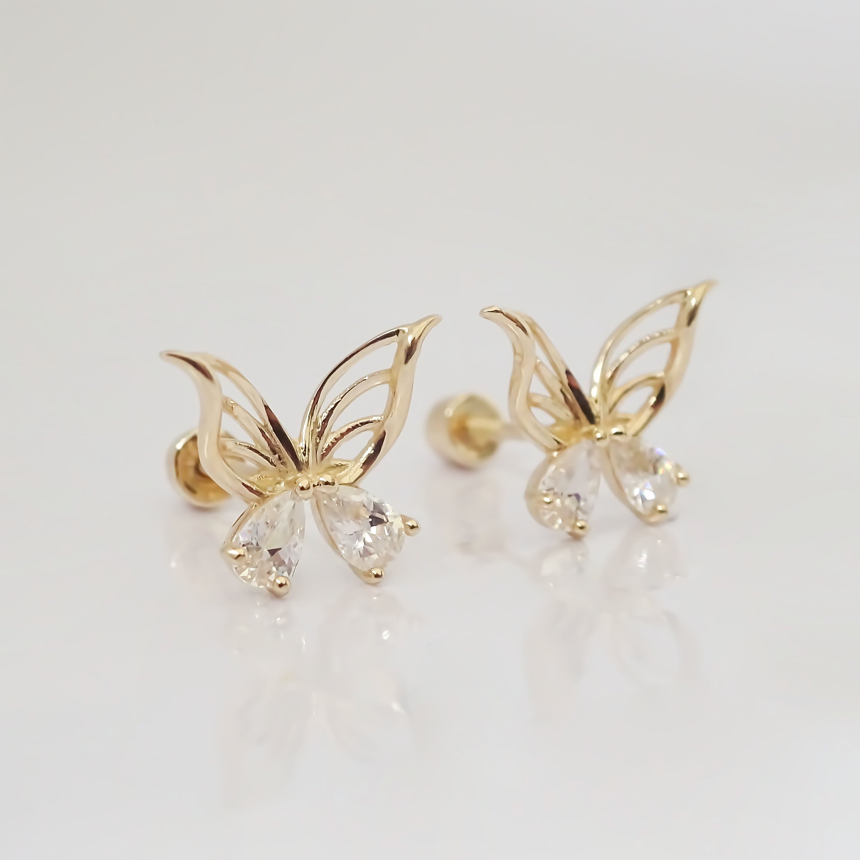 Amor Eterno - Broqueles Mariposa Tornado Aretes / Oro 10k