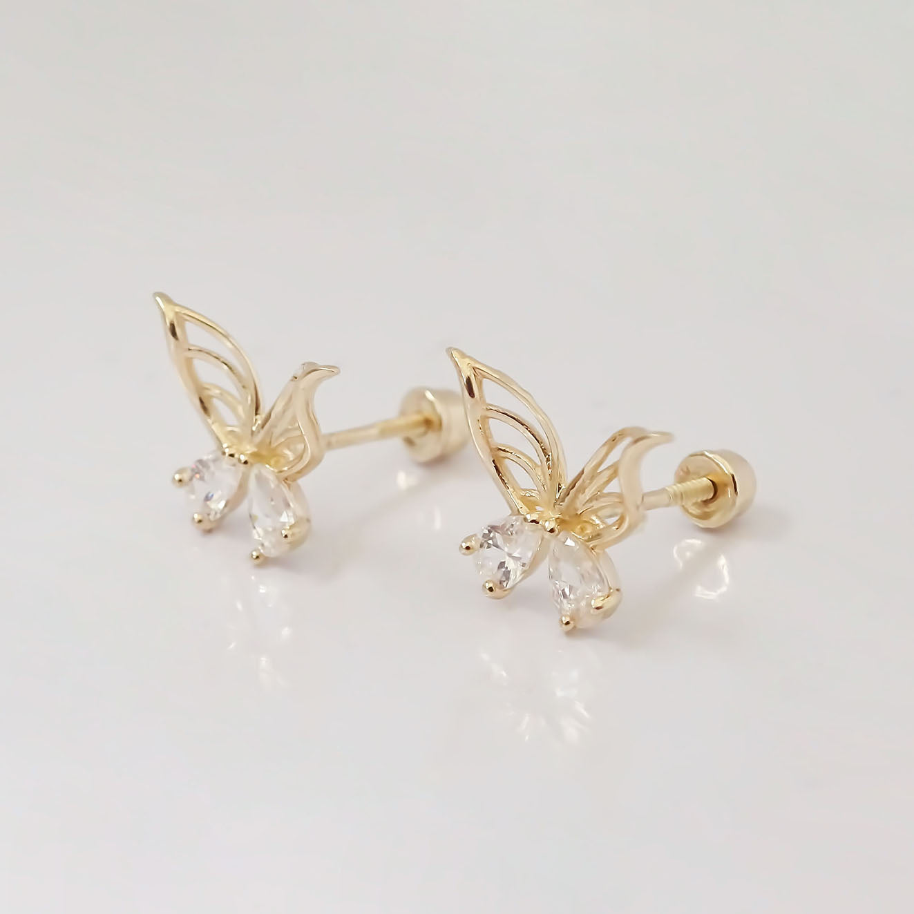 Amor Eterno - Broqueles Mariposa Tornado Aretes / Oro 10k