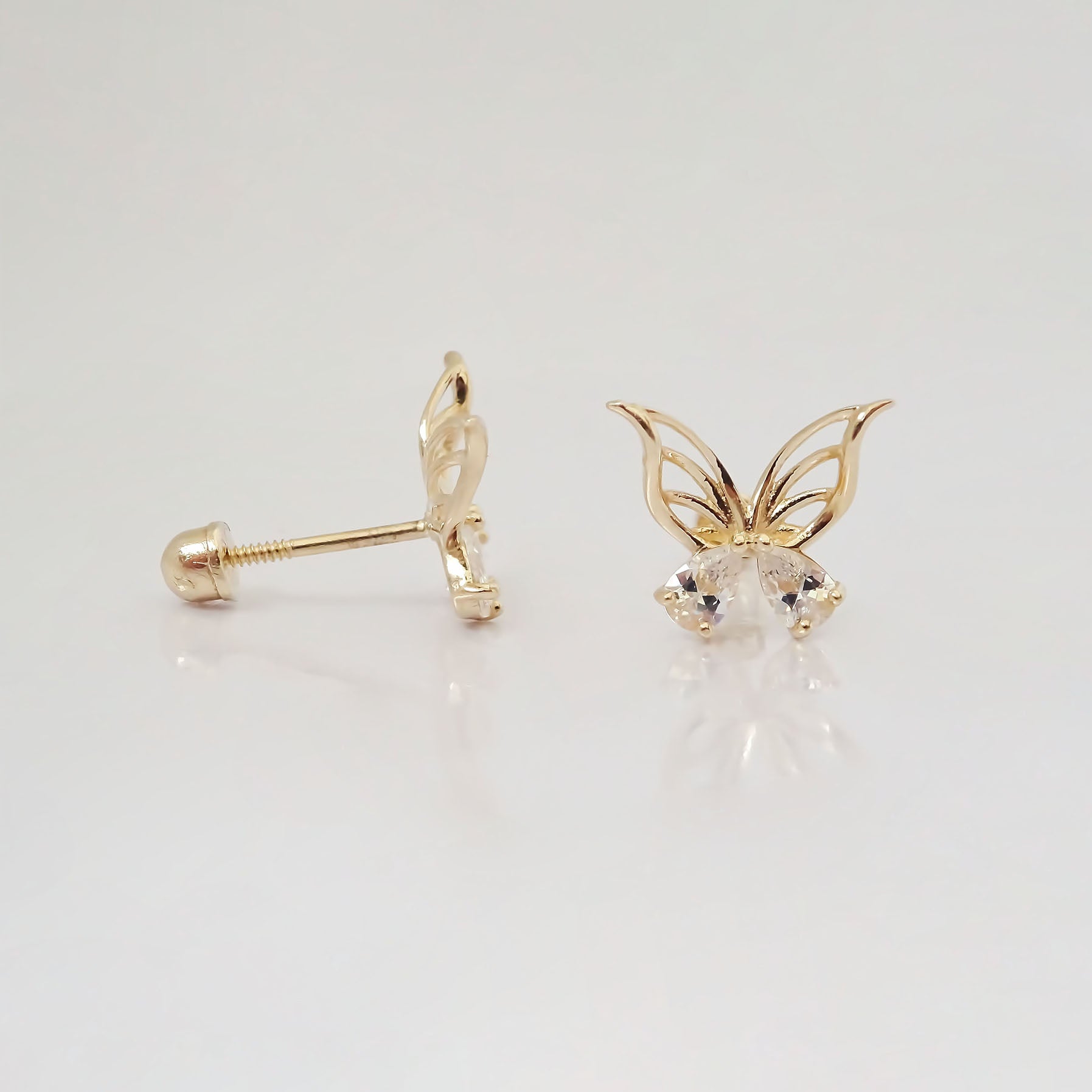 Amor Eterno - Broqueles Mariposa Tornado Aretes / Oro 10k