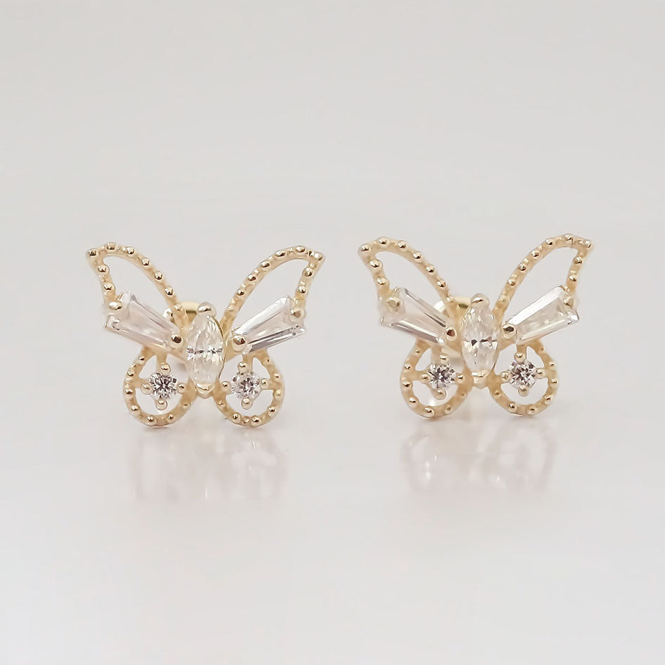 Amor Eterno - Broqueles Mariposa Marquise Aretes / Oro 10k