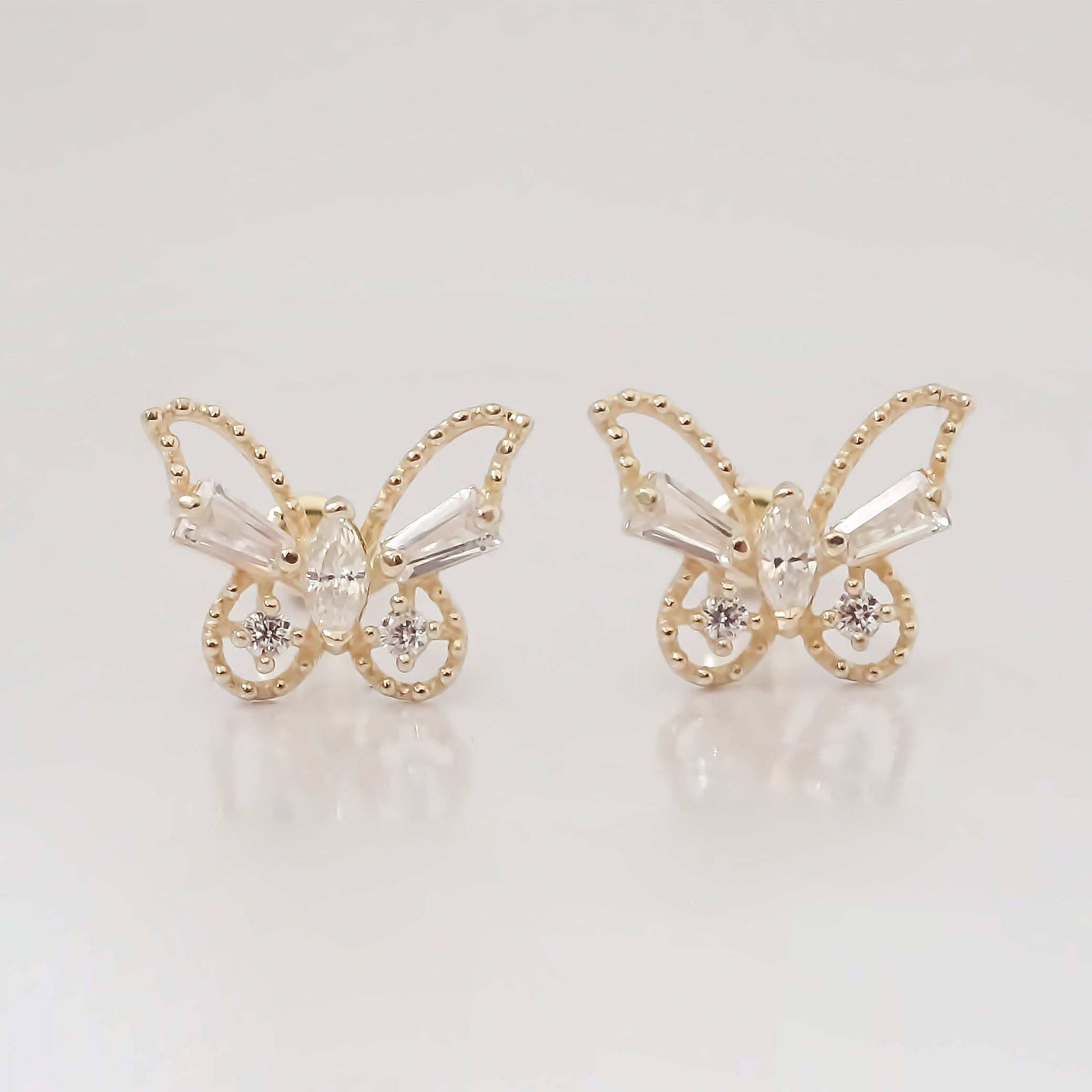 Amor Eterno - Broqueles Mariposa Marquise Aretes / Oro 10k