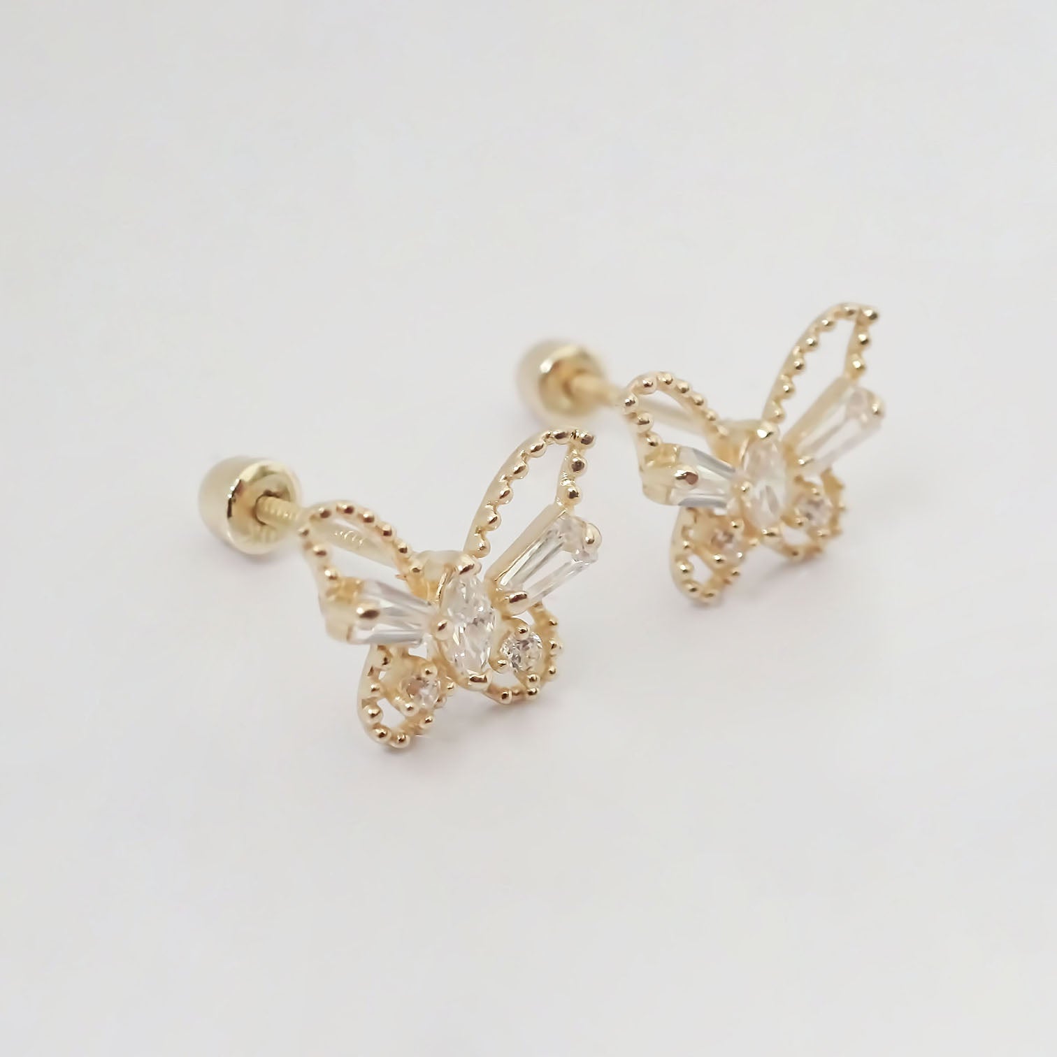 Amor Eterno - Broqueles Mariposa Marquise Aretes / Oro 10k