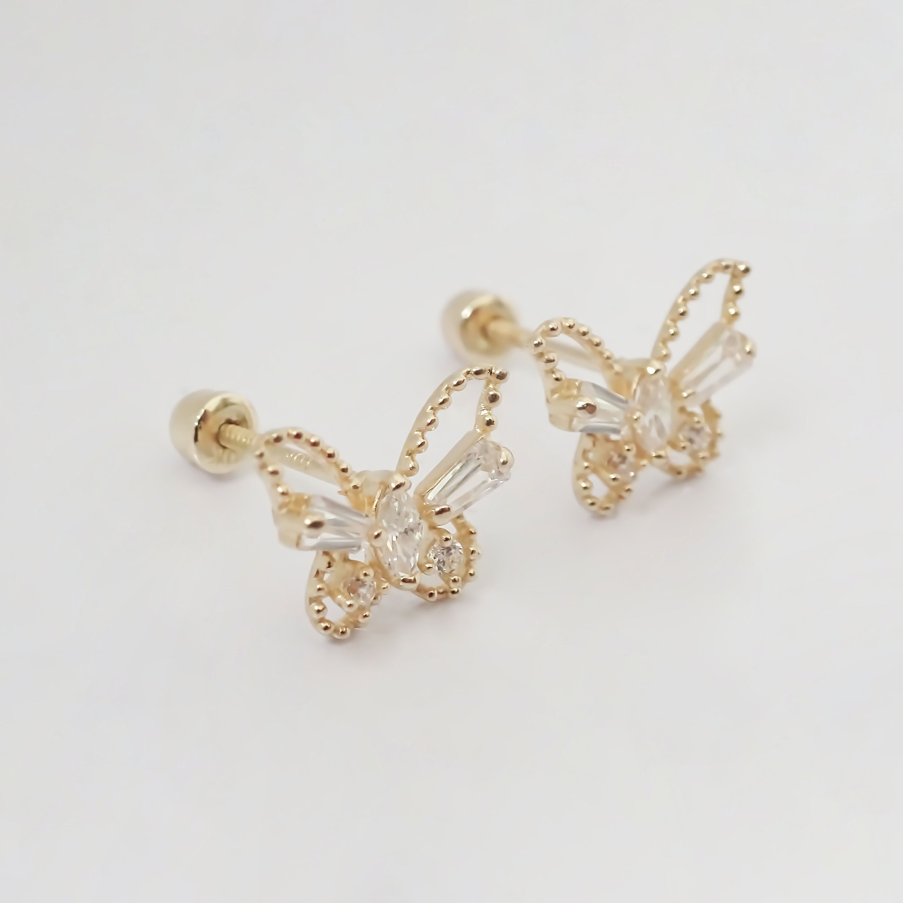 Amor Eterno - Broqueles Mariposa Marquise Aretes / Oro 10k