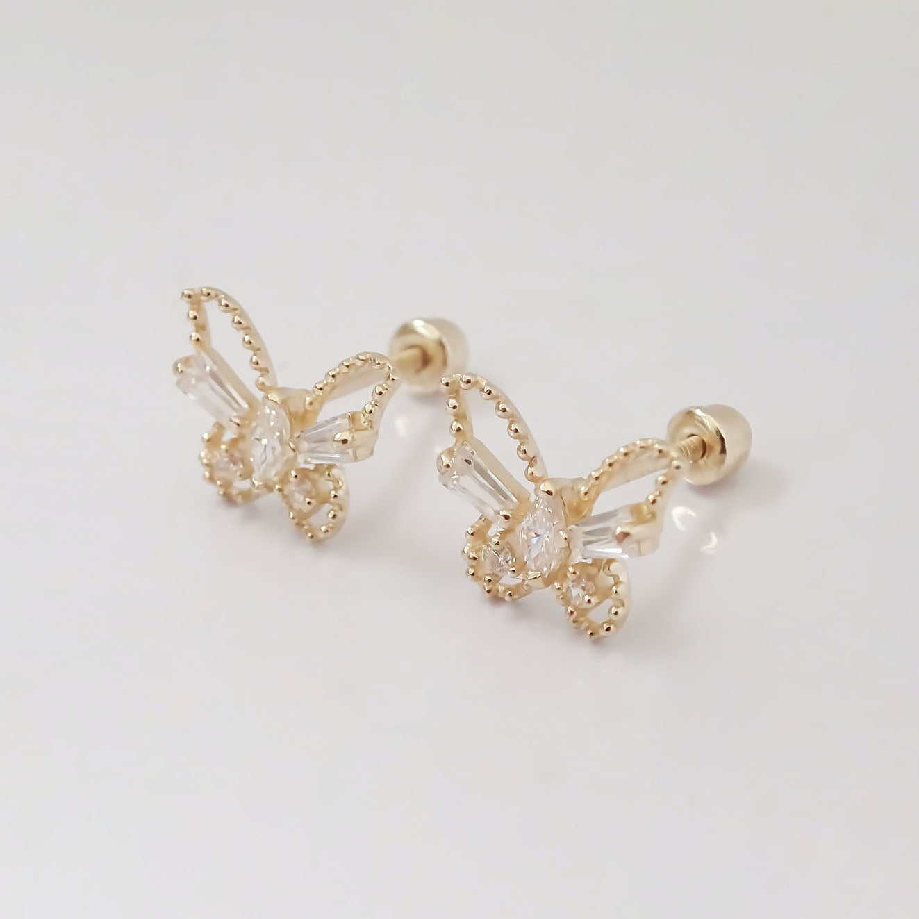 Amor Eterno - Broqueles Mariposa Marquise Aretes / Oro 10k