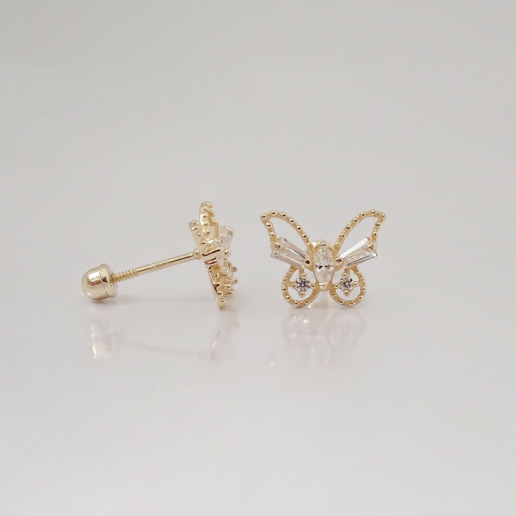 Amor Eterno - Broqueles Mariposa Marquise Aretes / Oro 10k