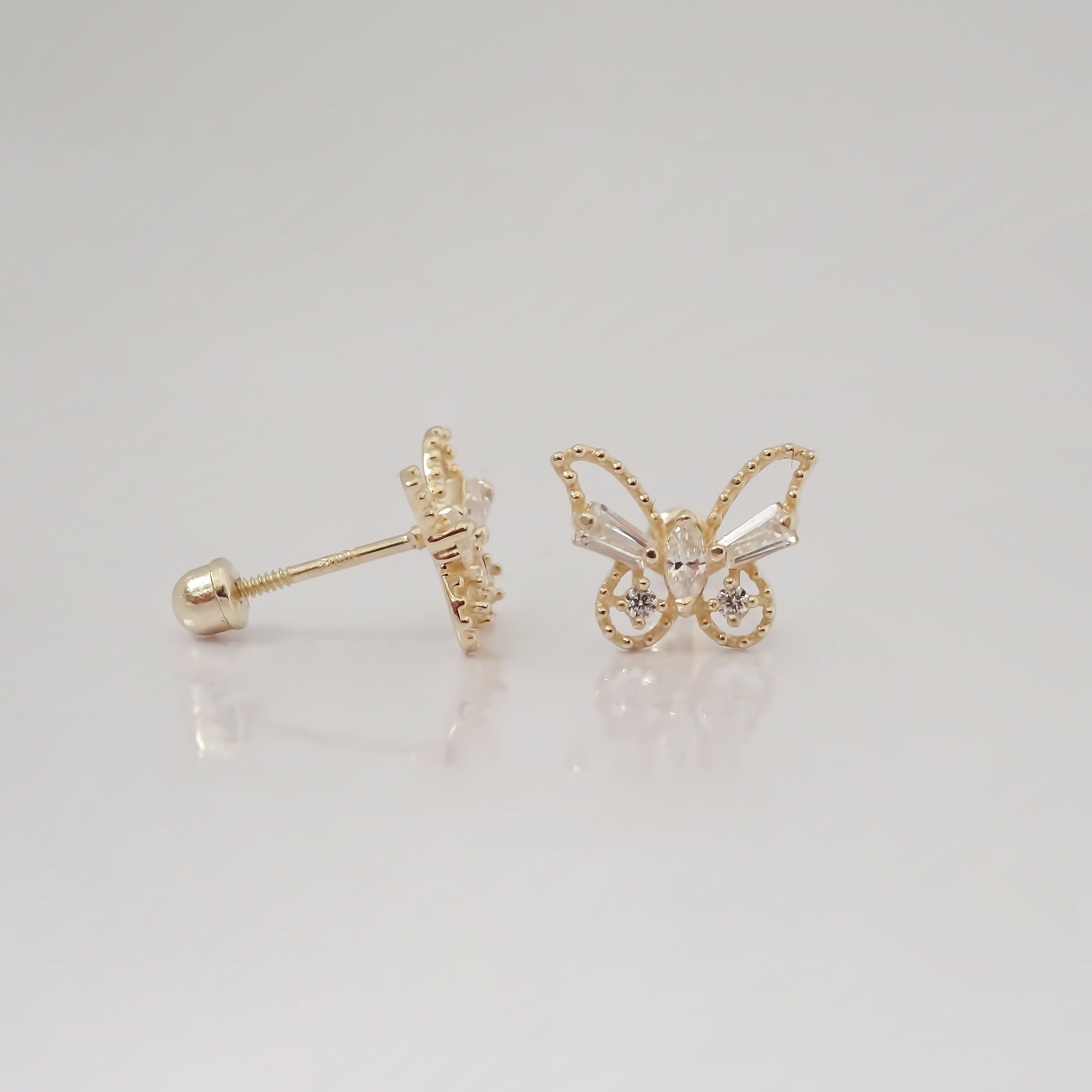 Amor Eterno - Broqueles Mariposa Marquise Aretes / Oro 10k
