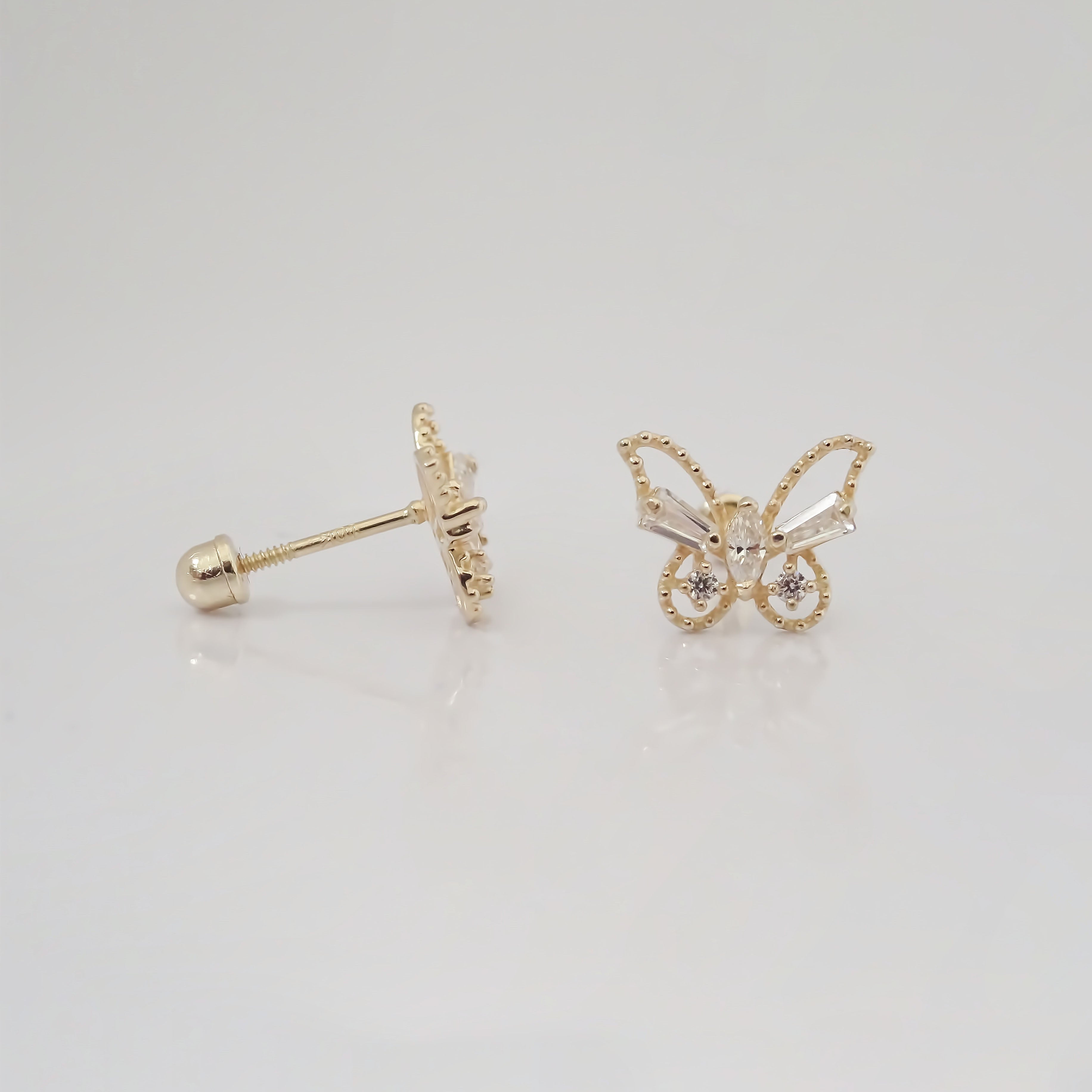 Amor Eterno - Broqueles Mariposa Marquise Aretes / Oro 10k