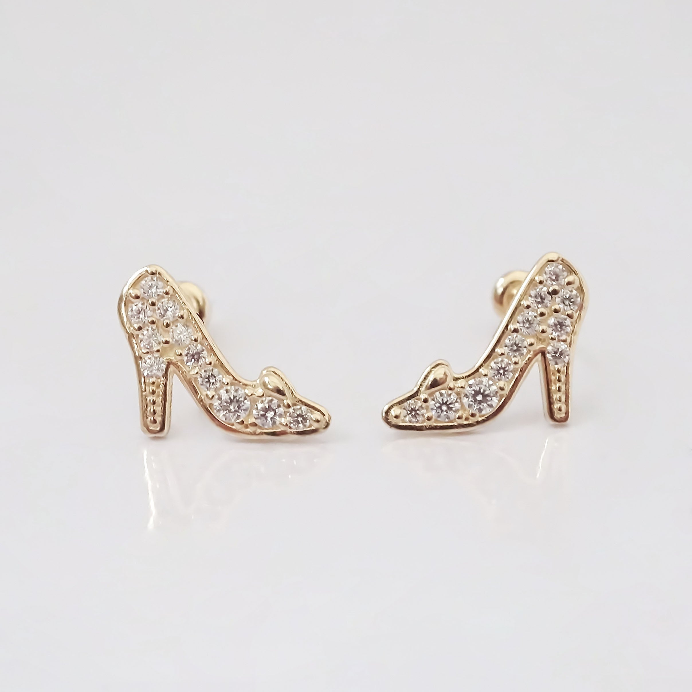 Amor Eterno - Broqueles Zapatilla Cenicienta Disney /oro 10k