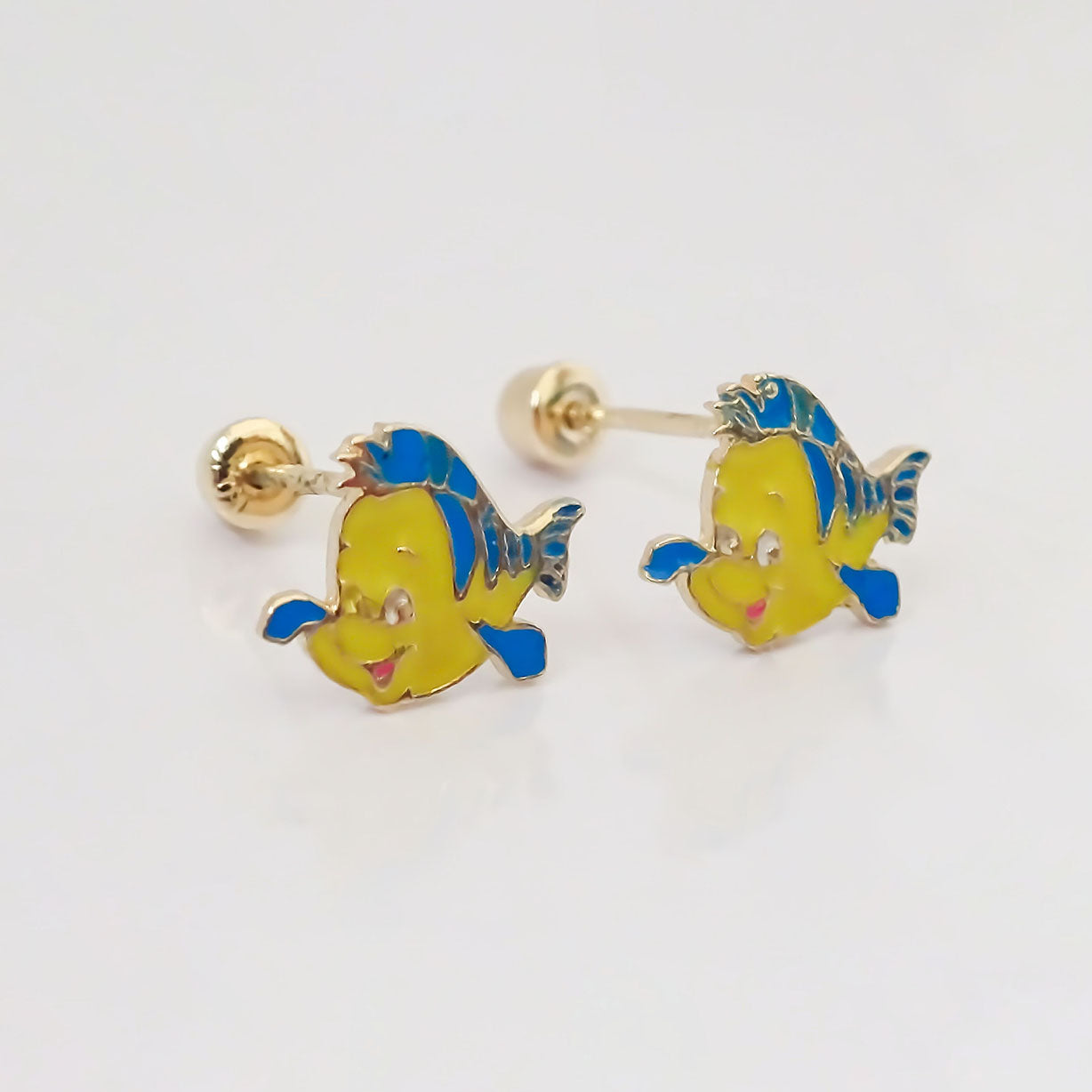 Amor Eterno - Broqueles Flounder - Sirenita Disney / Oro 10k
