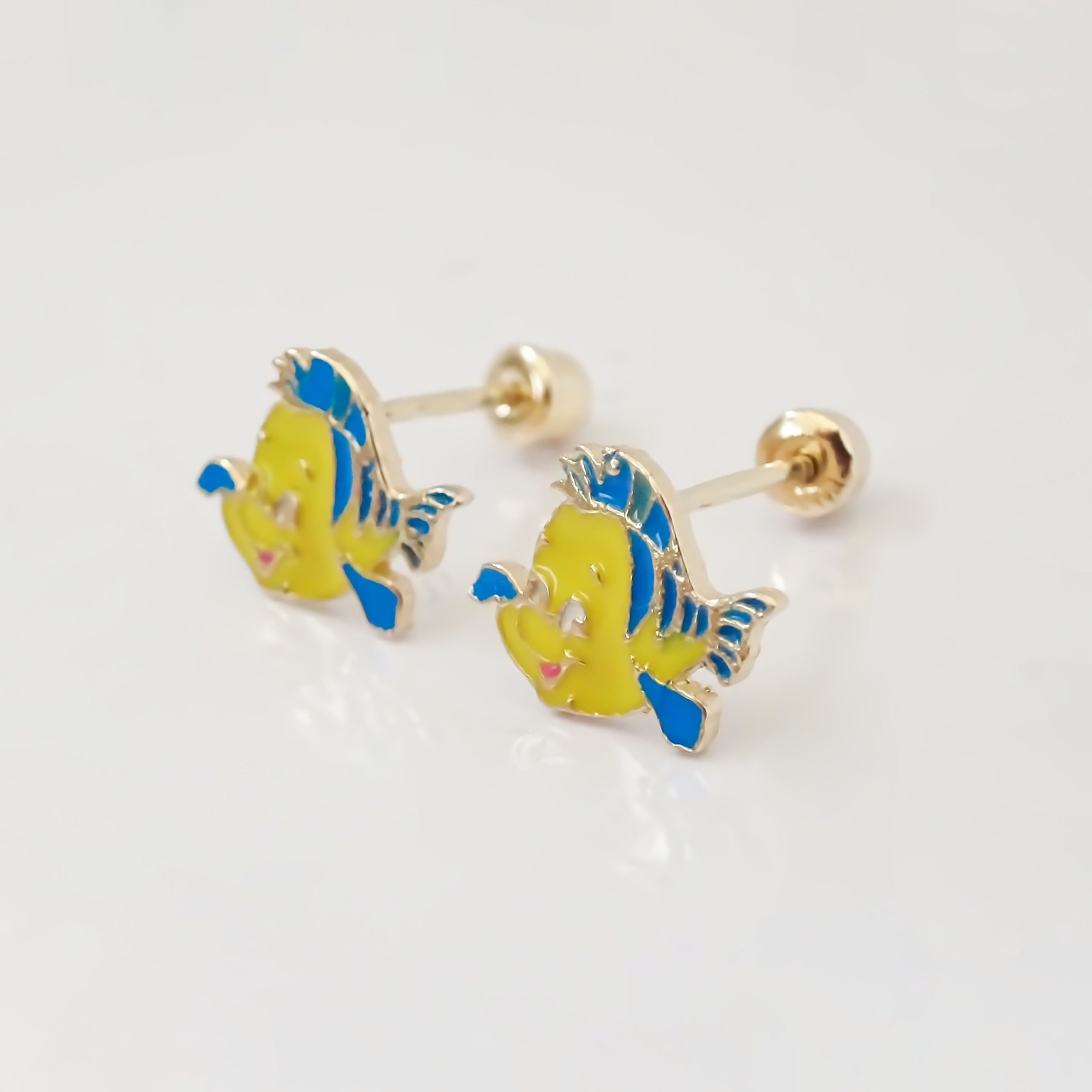 Amor Eterno - Broqueles Flounder - Sirenita Disney / Oro 10k