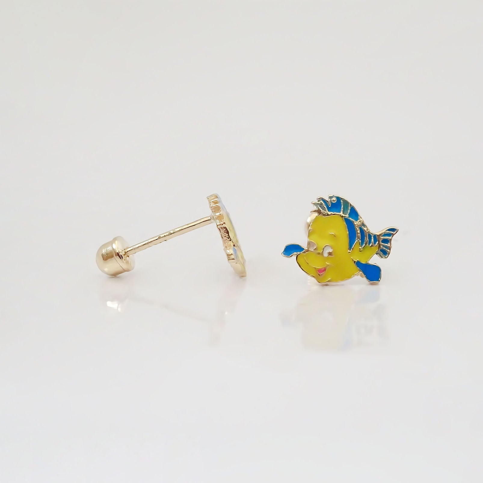 Amor Eterno - Broqueles Flounder - Sirenita Disney / Oro 10k