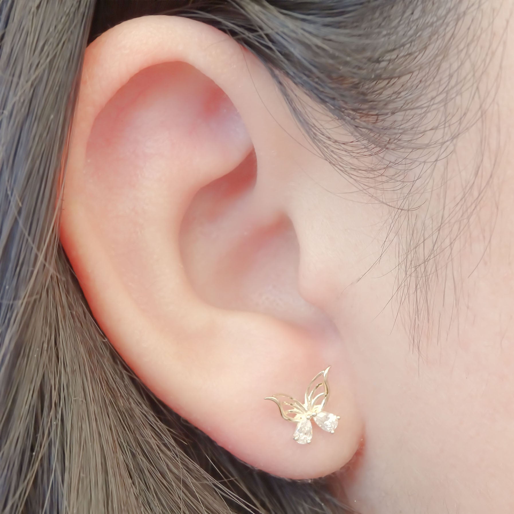 Amor Eterno - Broqueles Mariposa Tornado Aretes / Oro 10k