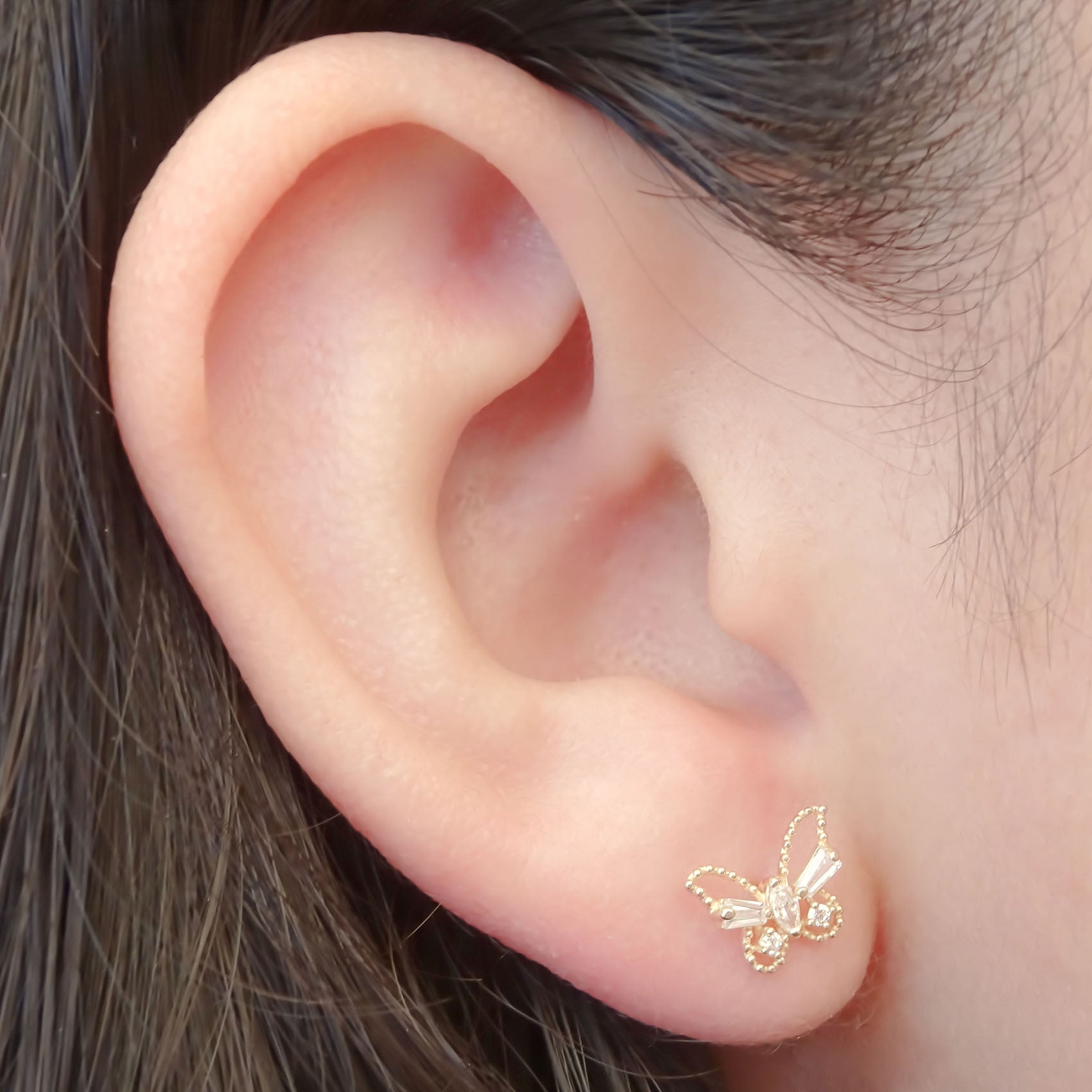 Amor Eterno - Broqueles Mariposa Marquise Aretes / Oro 10k