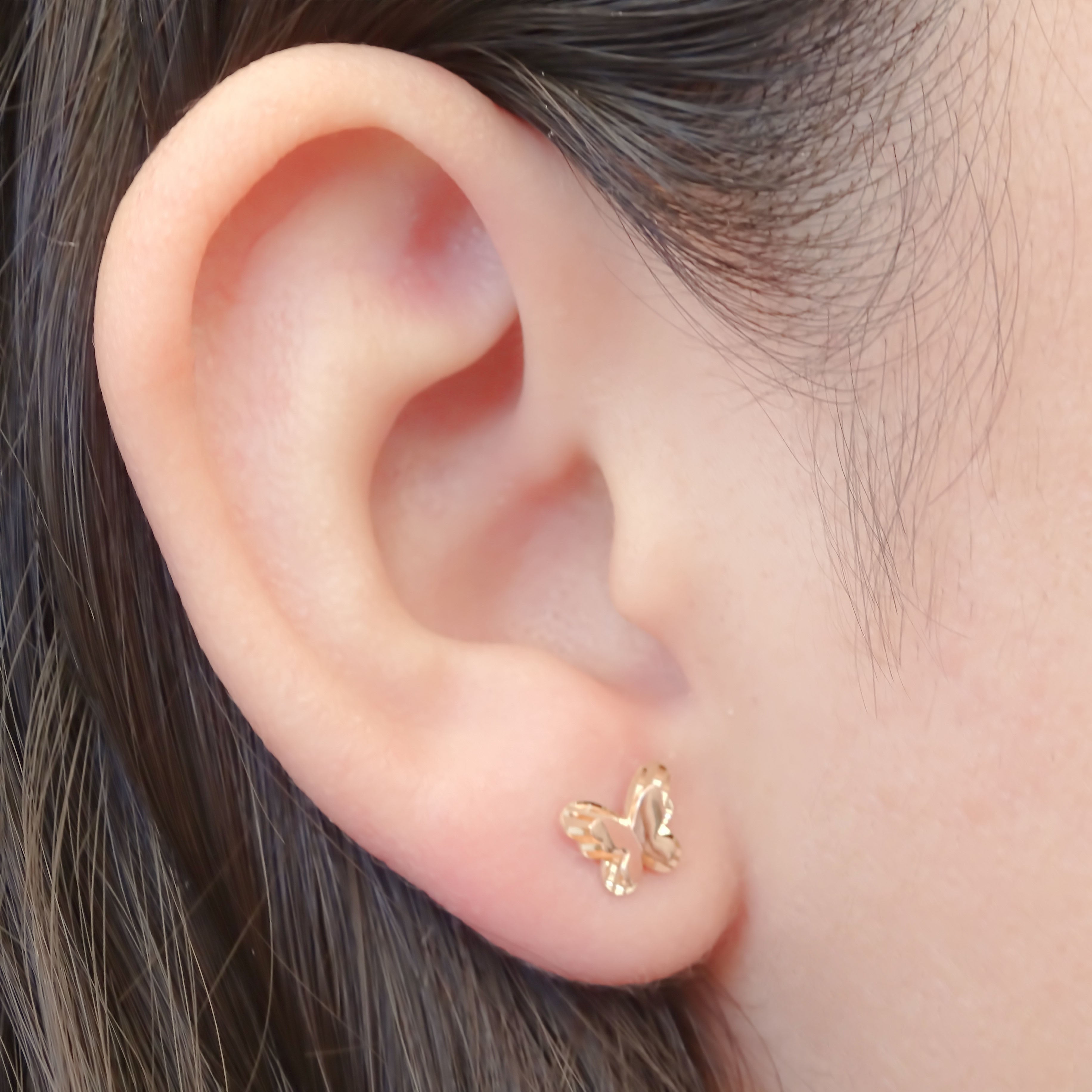 Amor Eterno - Broqueles Mariposa 3d Amrós Aretes / Oro 10k