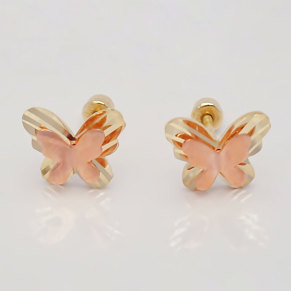 Amor Eterno - Broqueles Mariposa 3d Amrós Aretes / Oro 10k